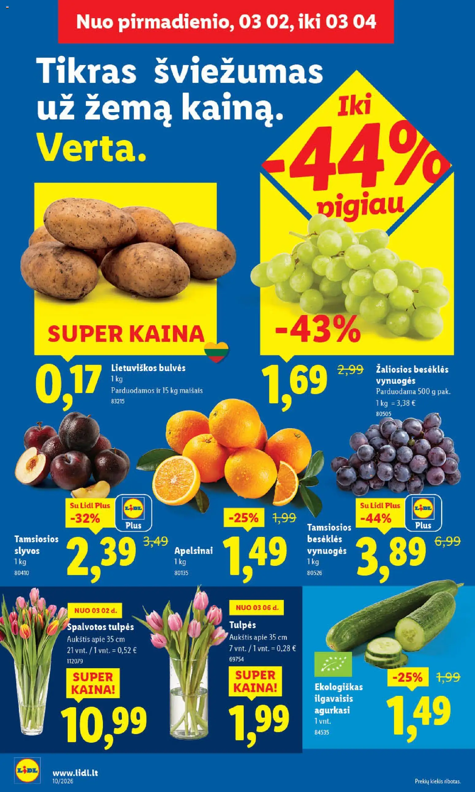 LIDL akcijos nuo 02.03.2026 | Puslapis: 4 | Prekių: Bulvės, Vynuogės, Apelsinai