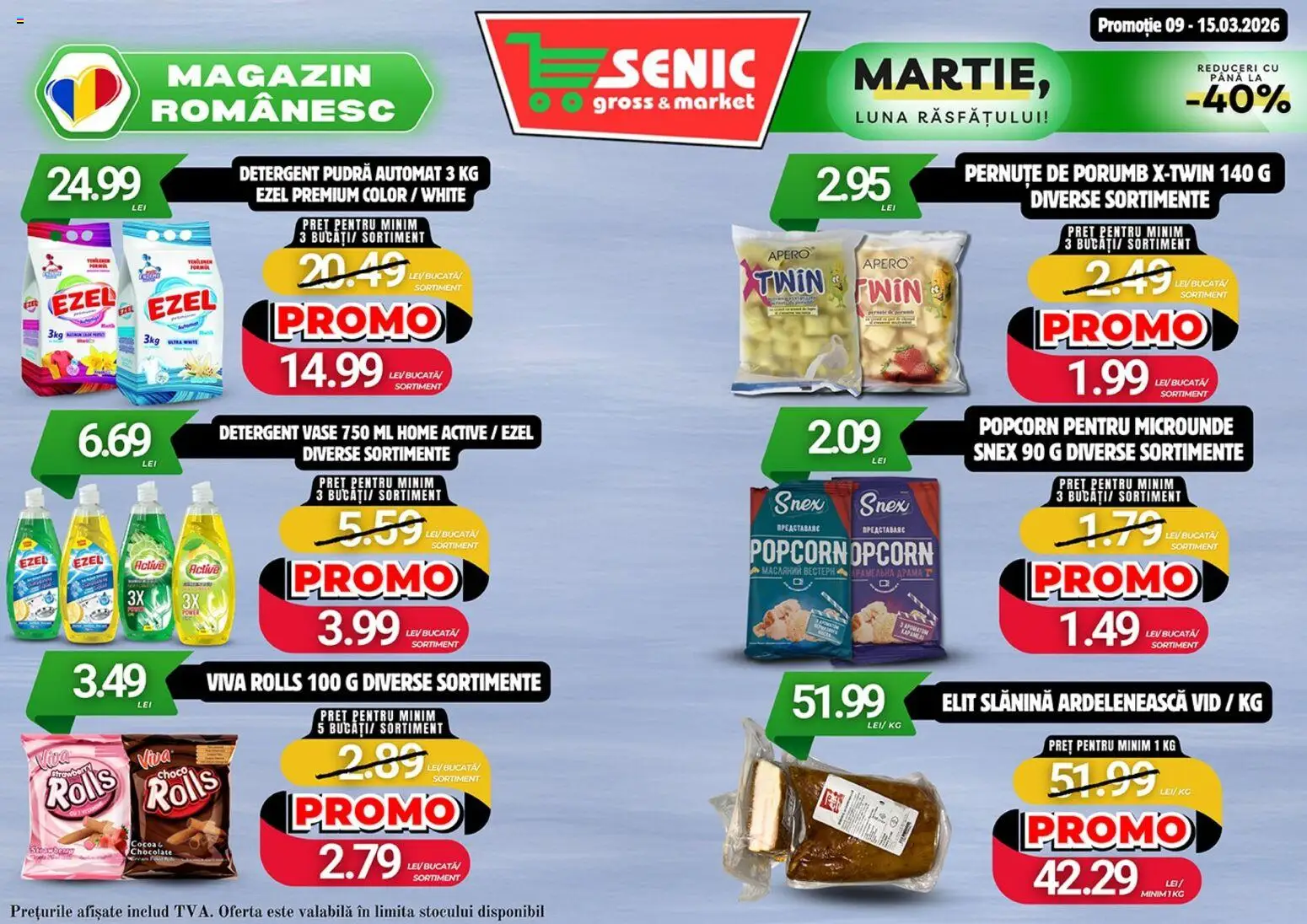 Noul catalog Senic – valabil de la 09.03.2026 | Pagină: 4 | Produse: Pudră, Detergent, Porumb