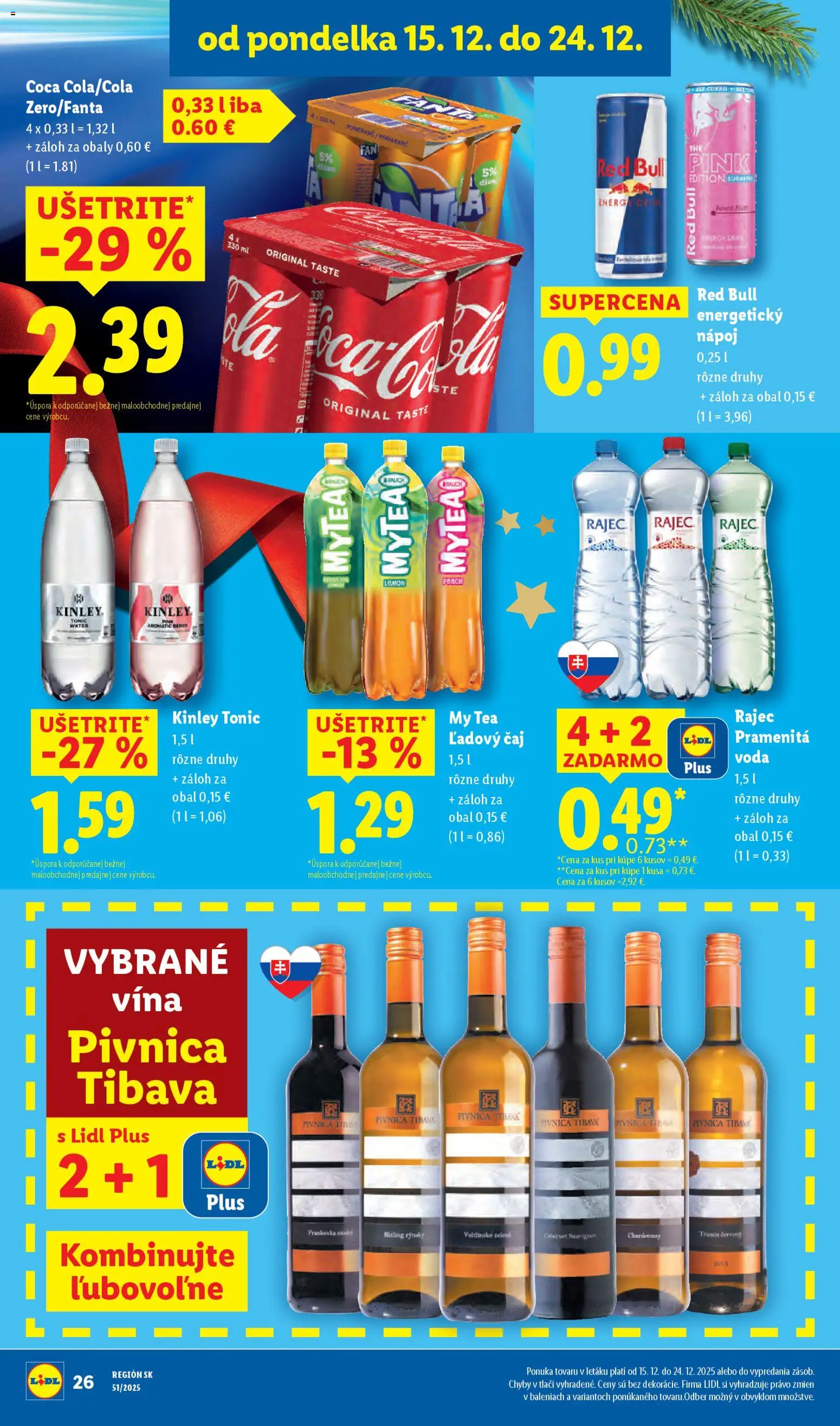 Nové Lidl akcie – leták je platný od 18.12.2025 | Strana: 66 | Produkty: Čaj, Red Bull, Voda, Energetický nápoj