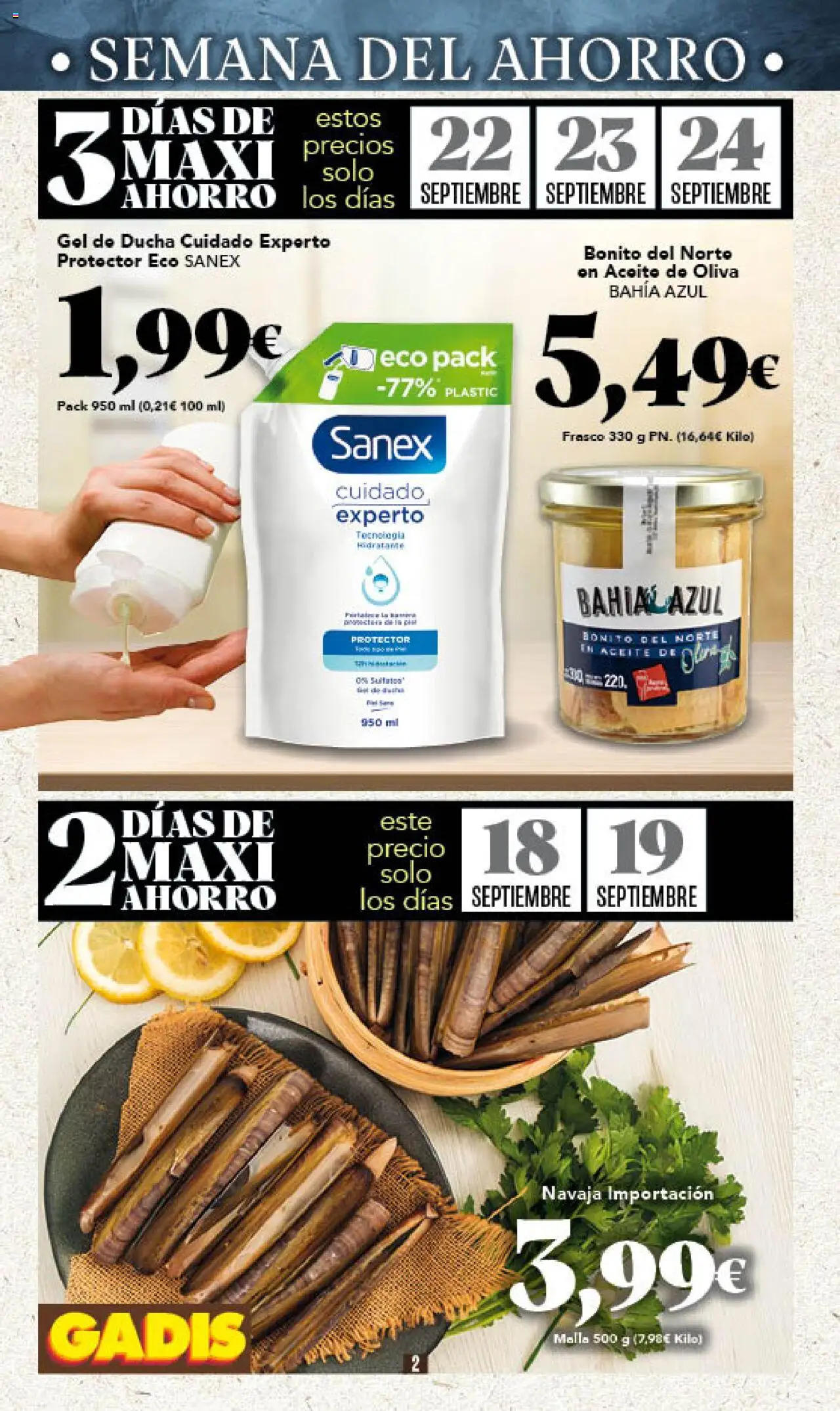Gadis folleto │ válido desde el 18.09.2025 | Página: 2 | Productos: Gel de ducha, Aceite, Aceite de oliva, Ducha