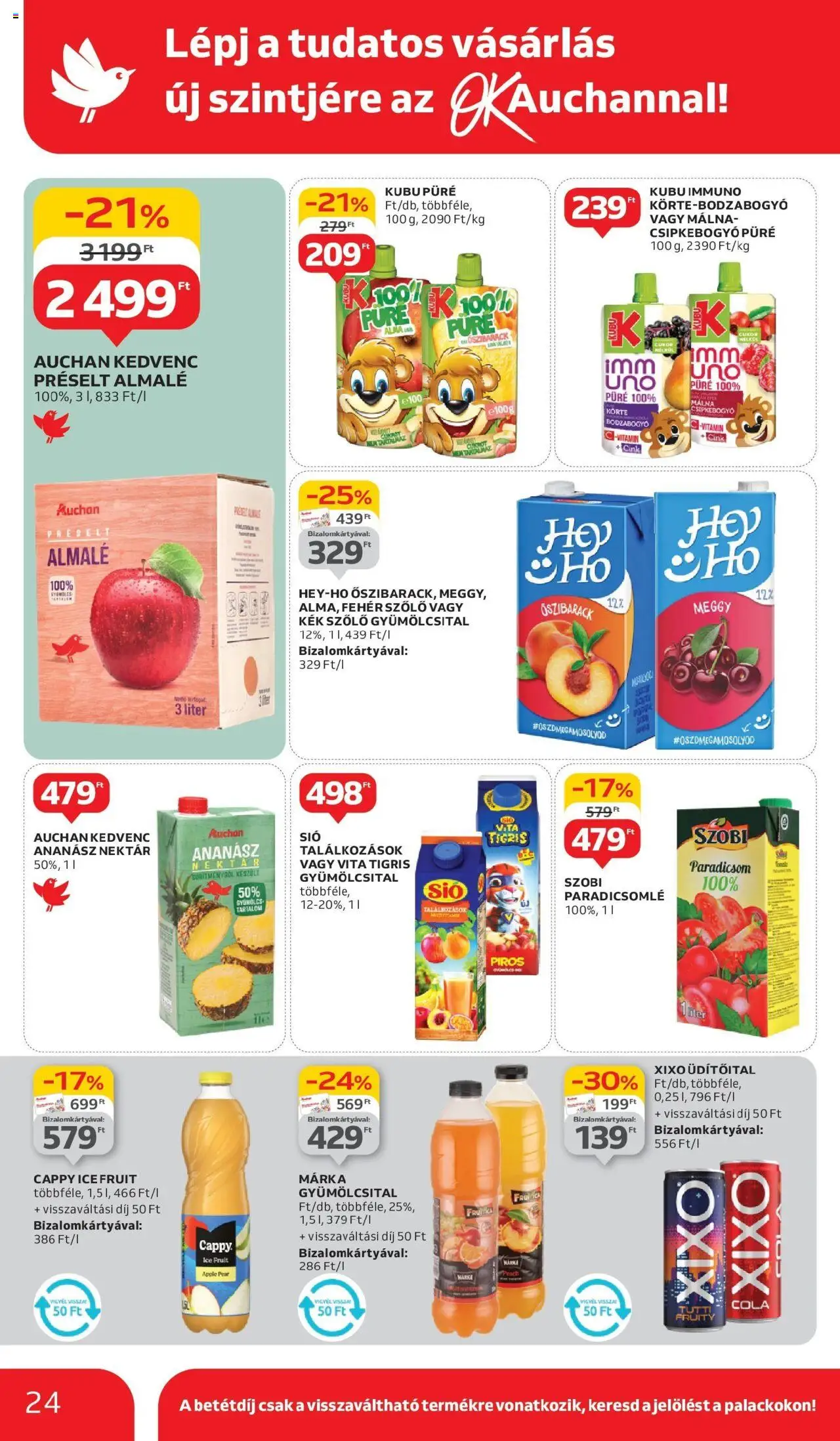 Auchan akciós ujság - amely érvényes a következő dátumtól: 29.05.2025 | Oldal: 24 | Termékek: Őszibarack, Szőlő, Meggy, Kubu püré