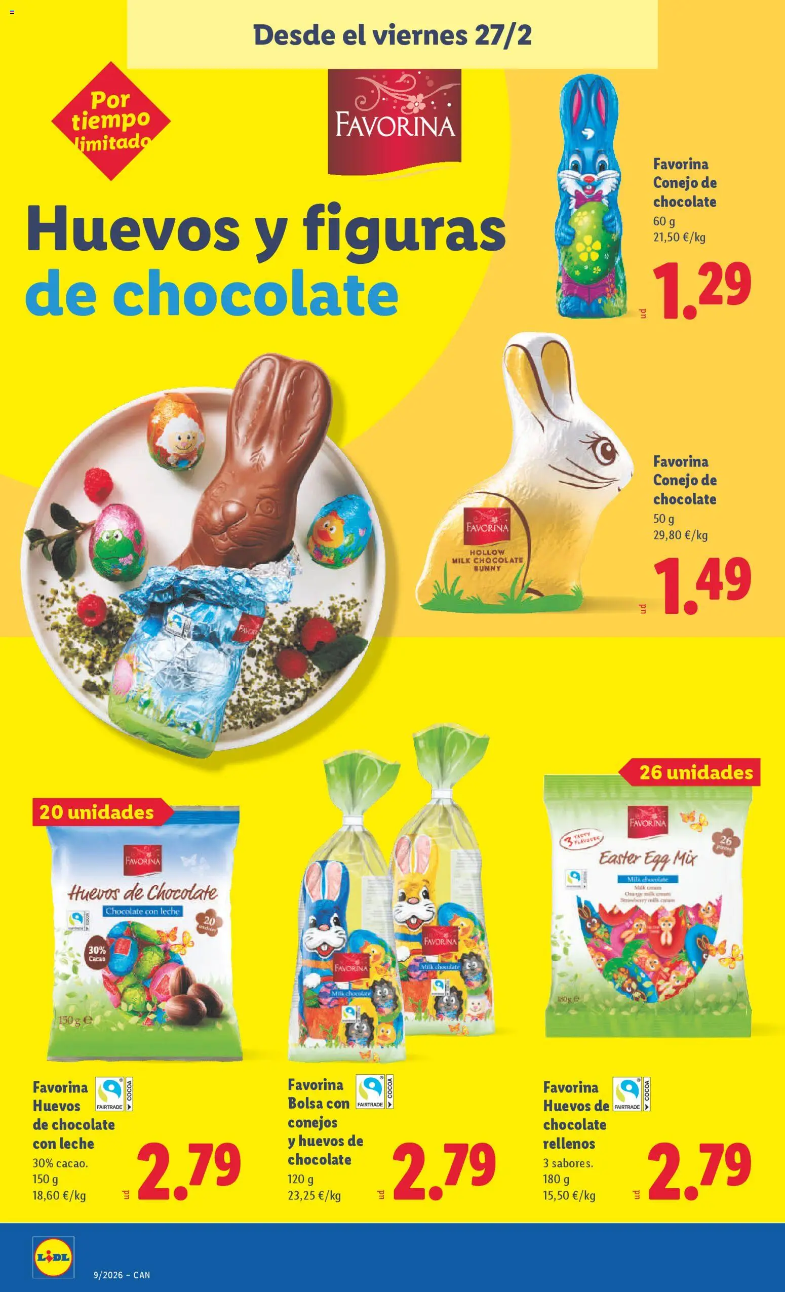 Lidl - Canarias │ válido desde el 23.02.2026 | Página: 26 | Productos: Leche, Huevos, Chocolate, Φρυγανιές σικάλεως
