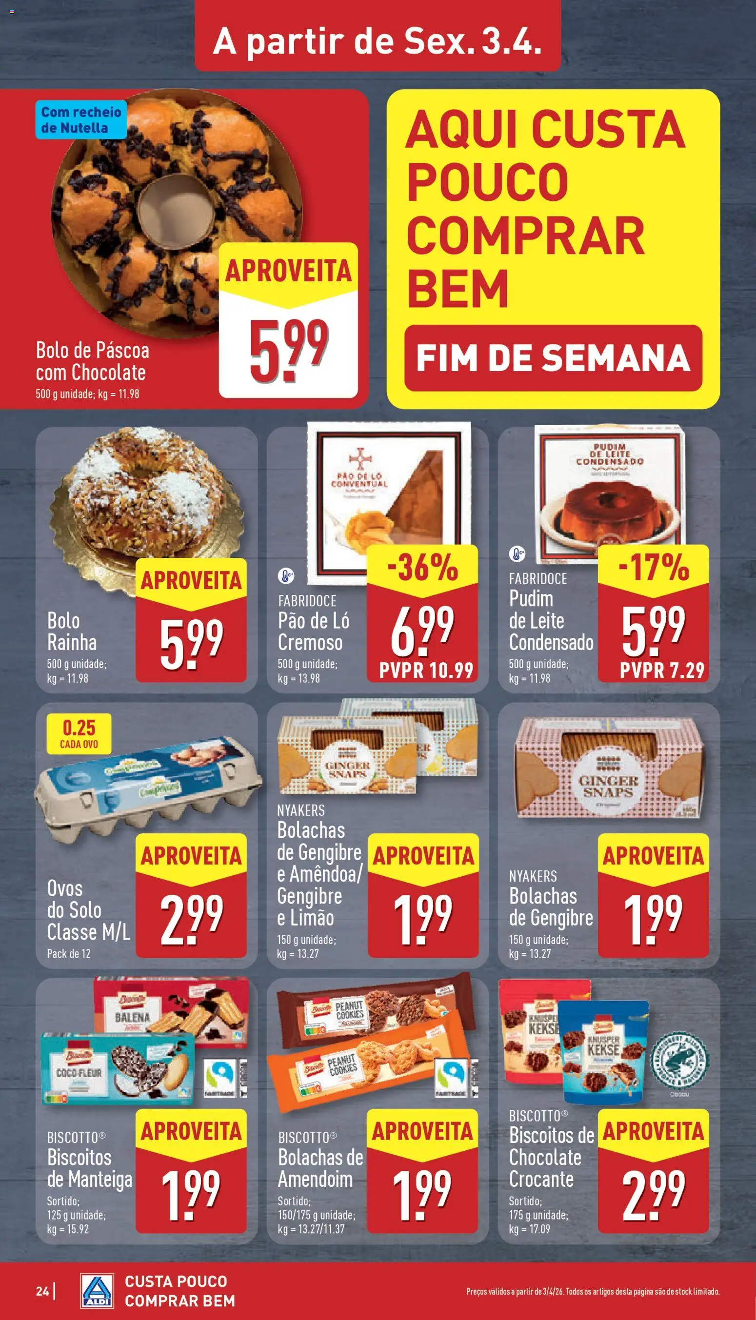 Aldi folheto │ válido de 30.03.2026 | Página: 24 | Produtos: Leite, Pão, Chocolate, Biscoitos