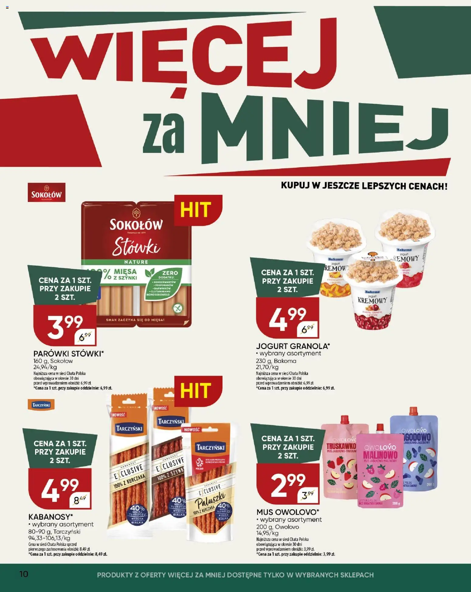 Chata Polska Gazetka od 26.02.2026 | Strona: 10 | Produkty: Parówki, Paluszki, Jogurt, Jogurt kremowy