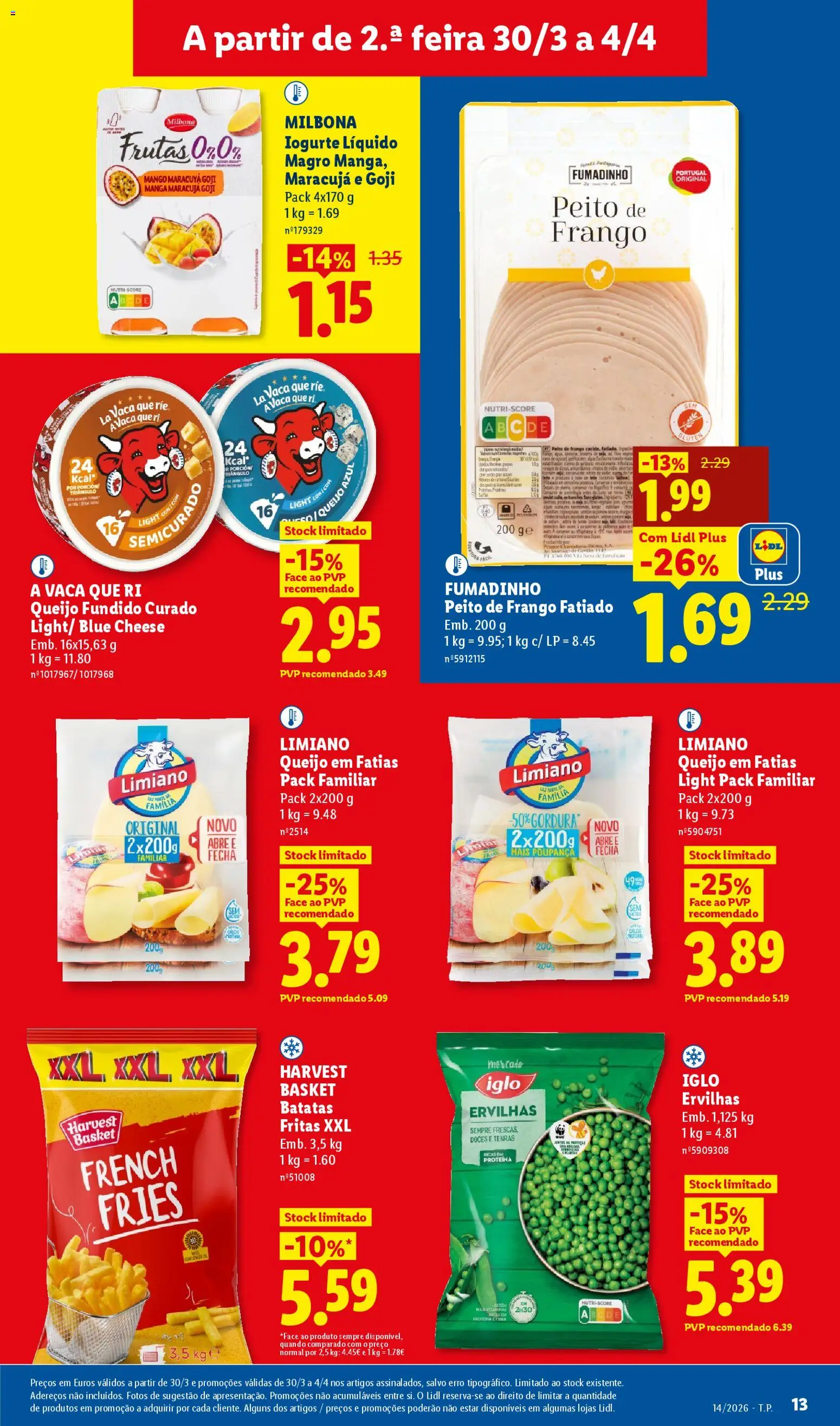 Lidl folheto │ válido de 30.03.2026 | Página: 13 | Produtos: Iogurte, Batatas fritas, Iogurte liquido, Proteina