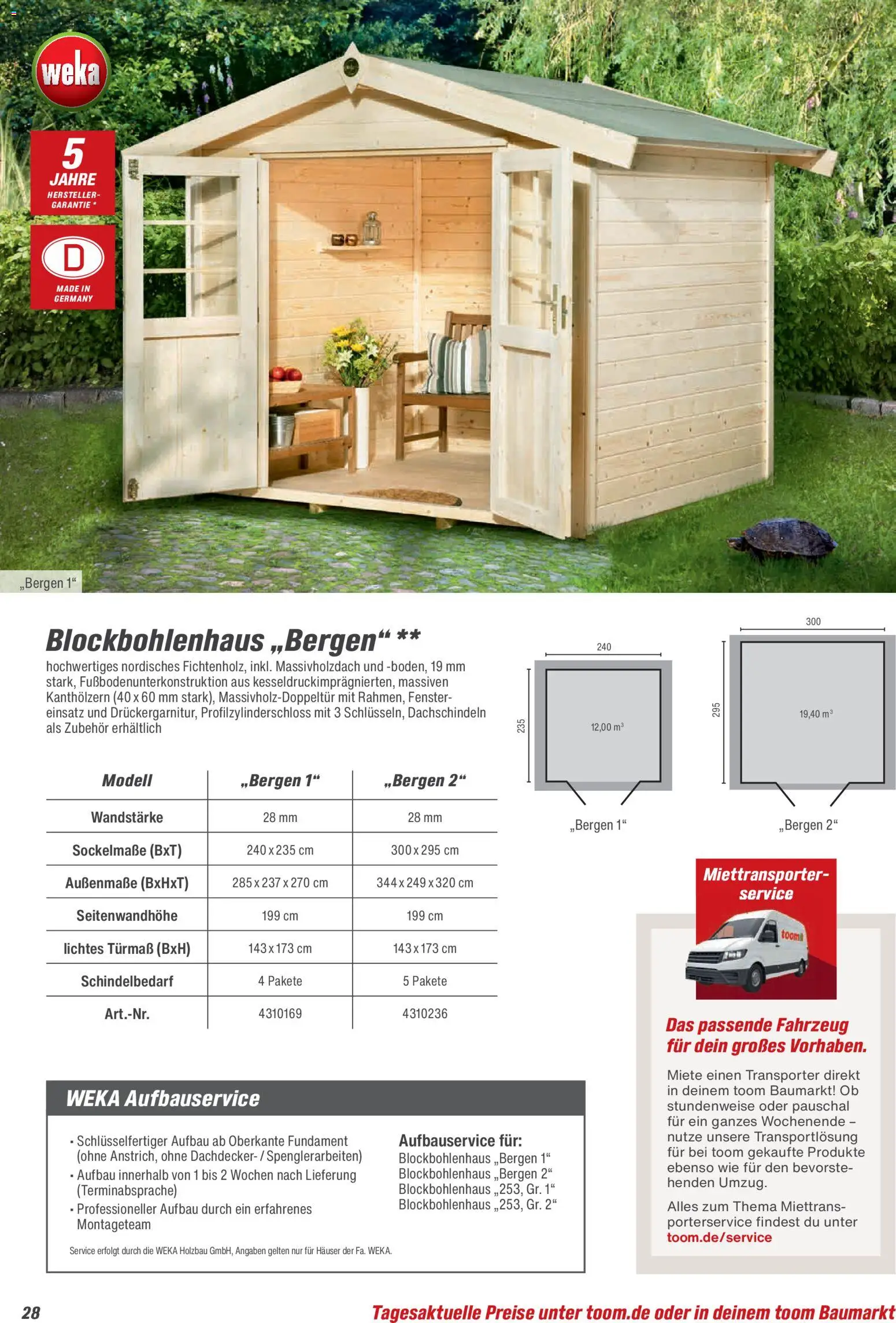 Toom Baumarkt Gartenhäuser & Carports 2026 – gültig ab 20.02.2026 | Seite: 28