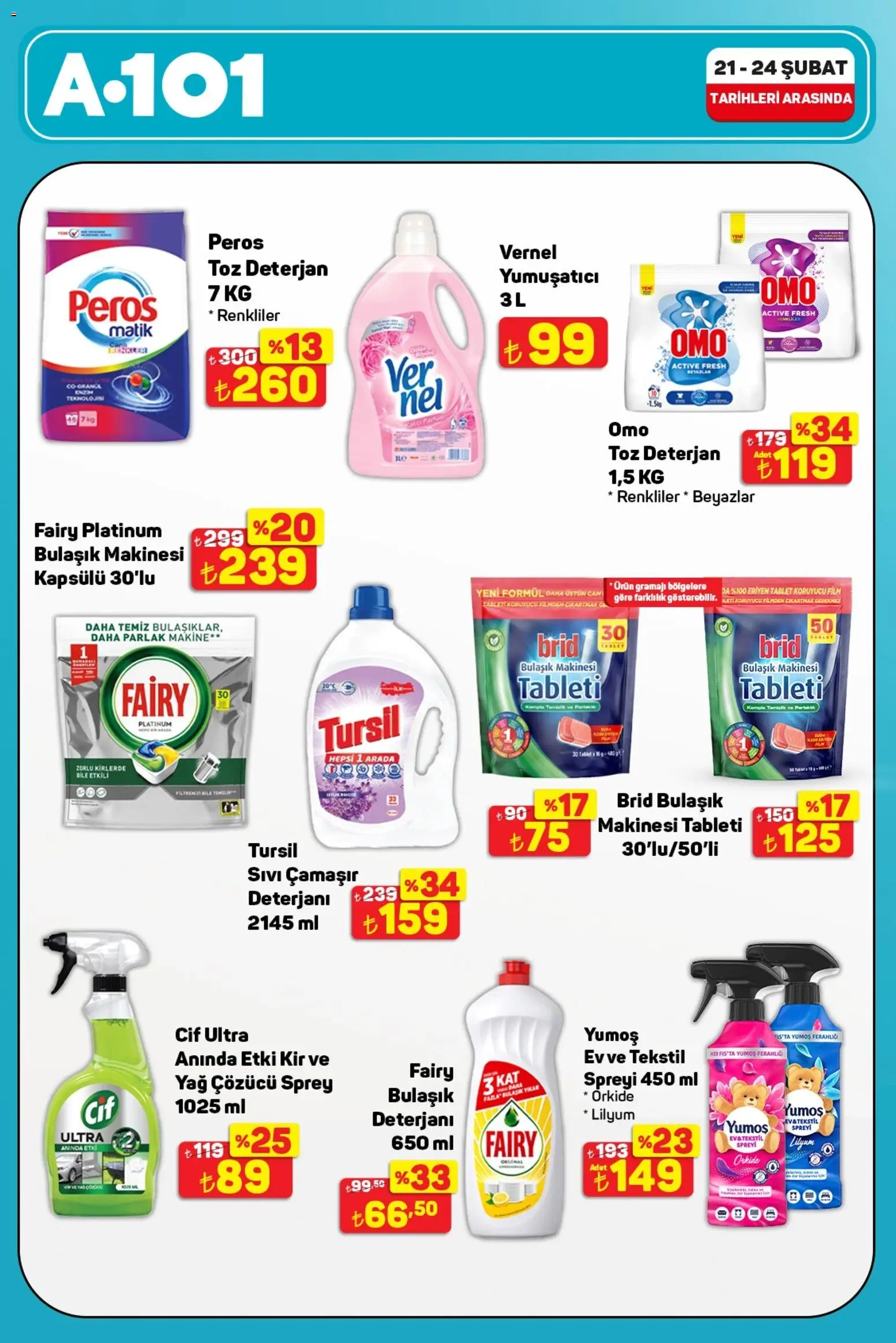 A101 1 Alana 1 Bedava - 21.02.2026 tarihinden itibaren geçerlidir | Sayfa: 1 | Ürünler: Çamaşır deterjanı, Parfüm, Yağ, Yağ çözücü