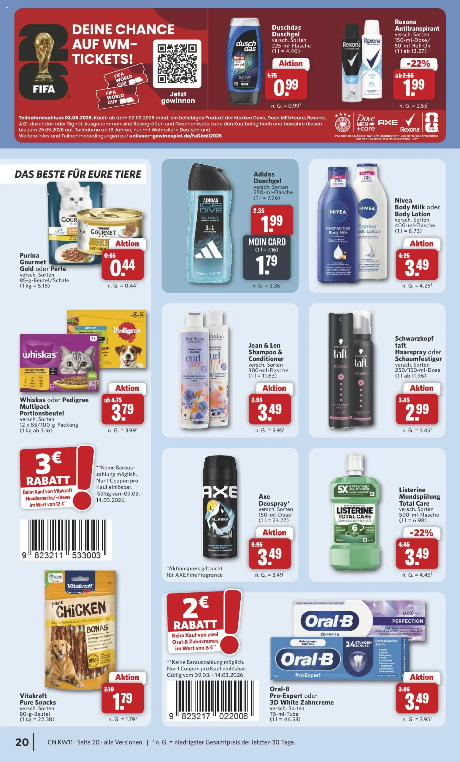 Combi Prospekt 	 – gültig ab 09.03.2026 | Seite: 23 | Produkte: Duschdas, Body Milk, Pedigree, Listerine