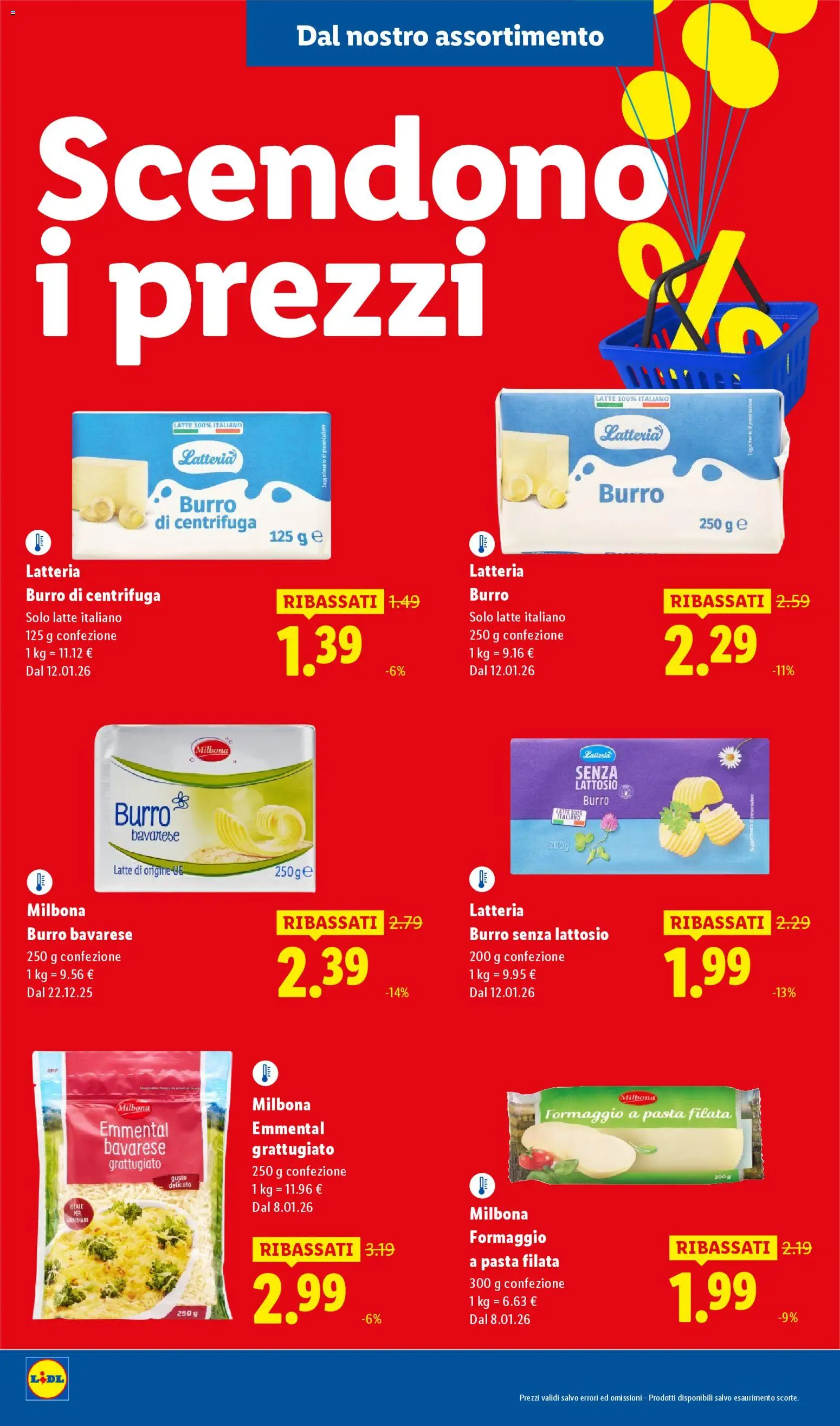 Volantino Lidl del 08.01.2026 | Pagina: 10 | Prodotti: Latte, Burro, Pasta, Emmental