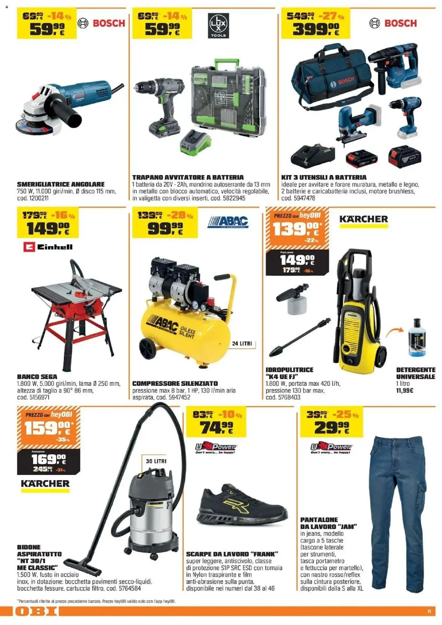 Volantino OBI del 03.04.2026 | Pagina: 11 | Prodotti: Detergente, Disco, Batteria, Batterie