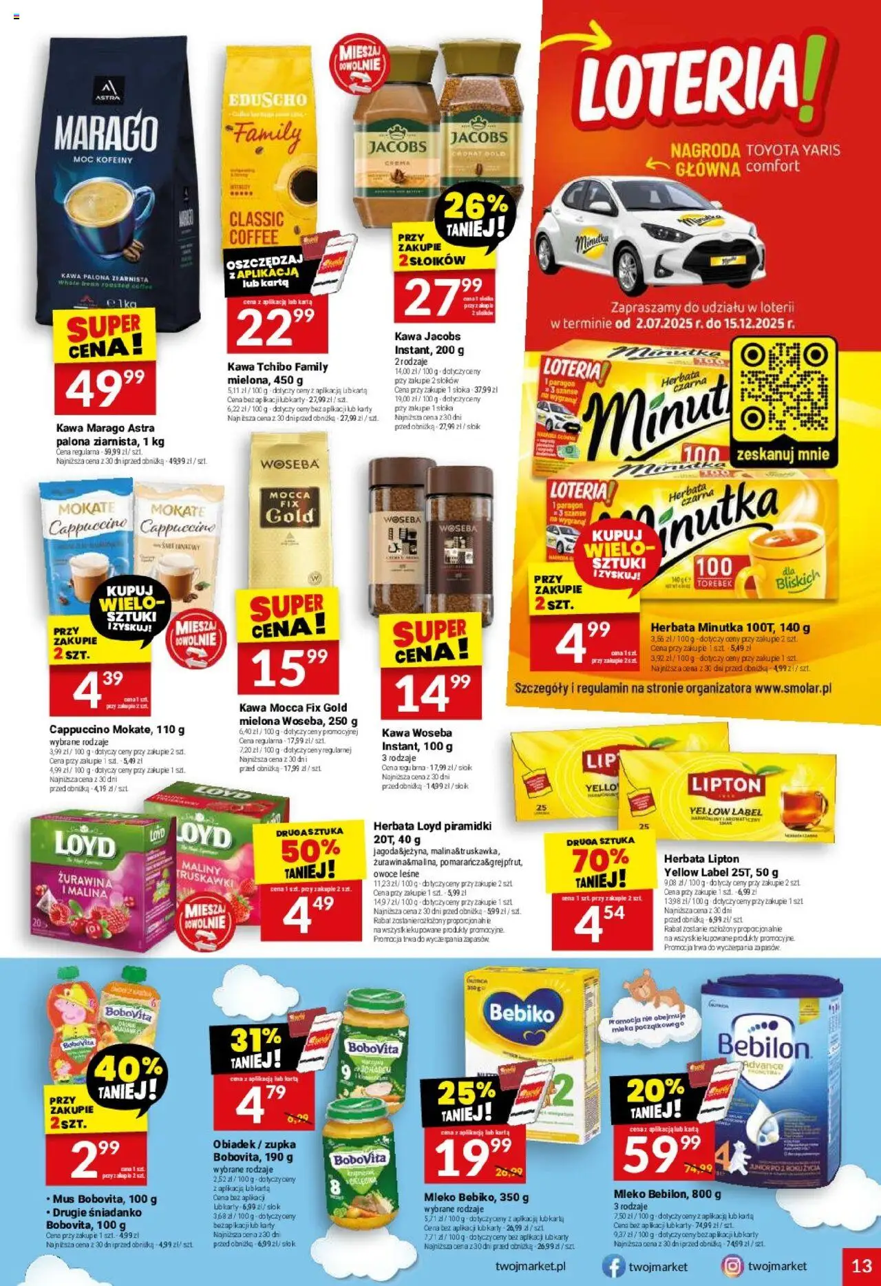 Twój Market Gazetka od 15.10.2025 | Strona: 13 | Produkty: Maliny, Mleka, Herbata lipton, Herbata