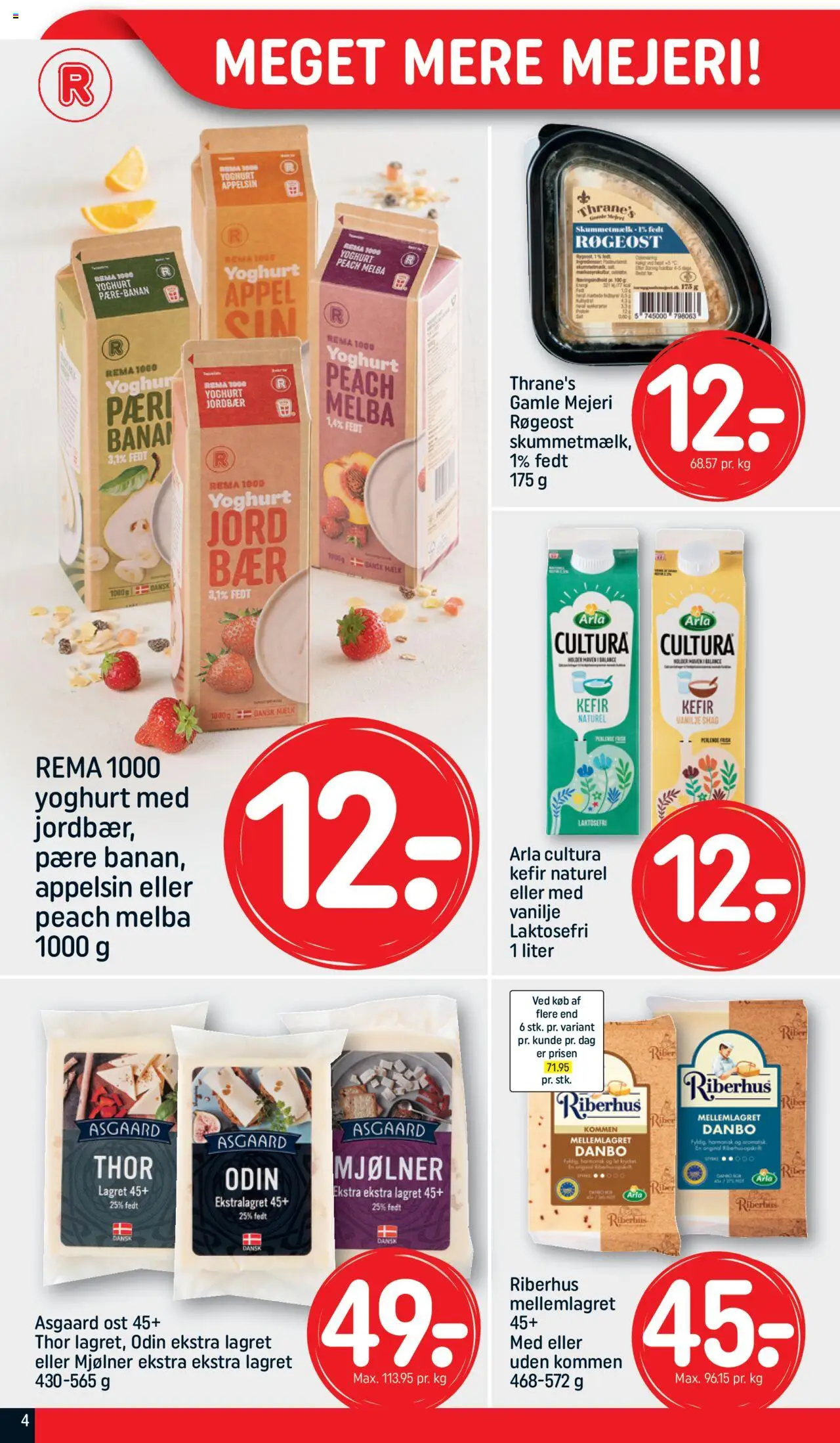 Rema 1000 tilbudsavis – gyldig fra 14.09.2025 | Side: 4 | Produkter: Mælk, Ost, Jordbær, Vanilje