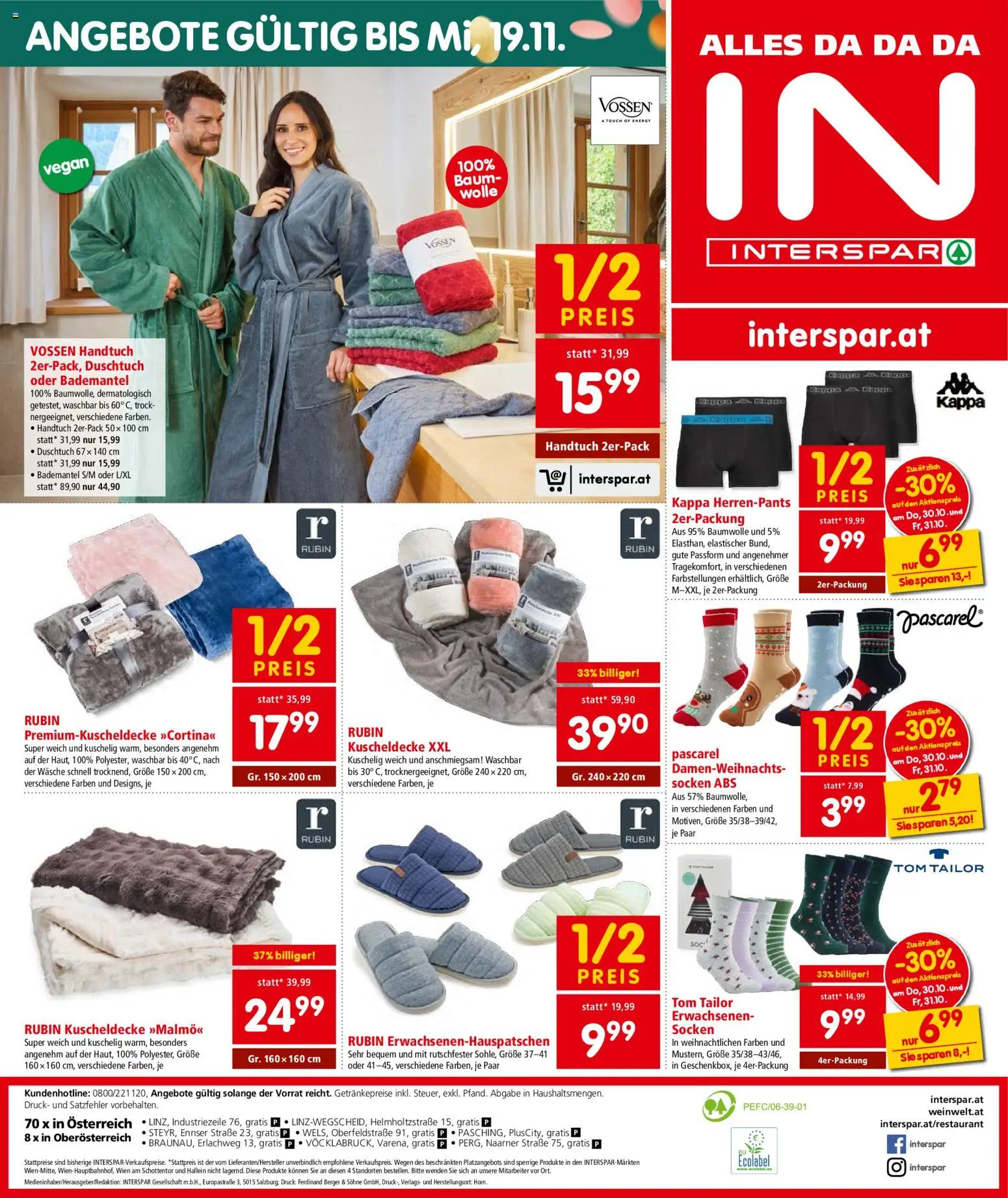 Interspar Flugblatt - Oberösterreich gültig ab 30.10.2025 | Seite: 16 | Produkte: Socken, Bademantel