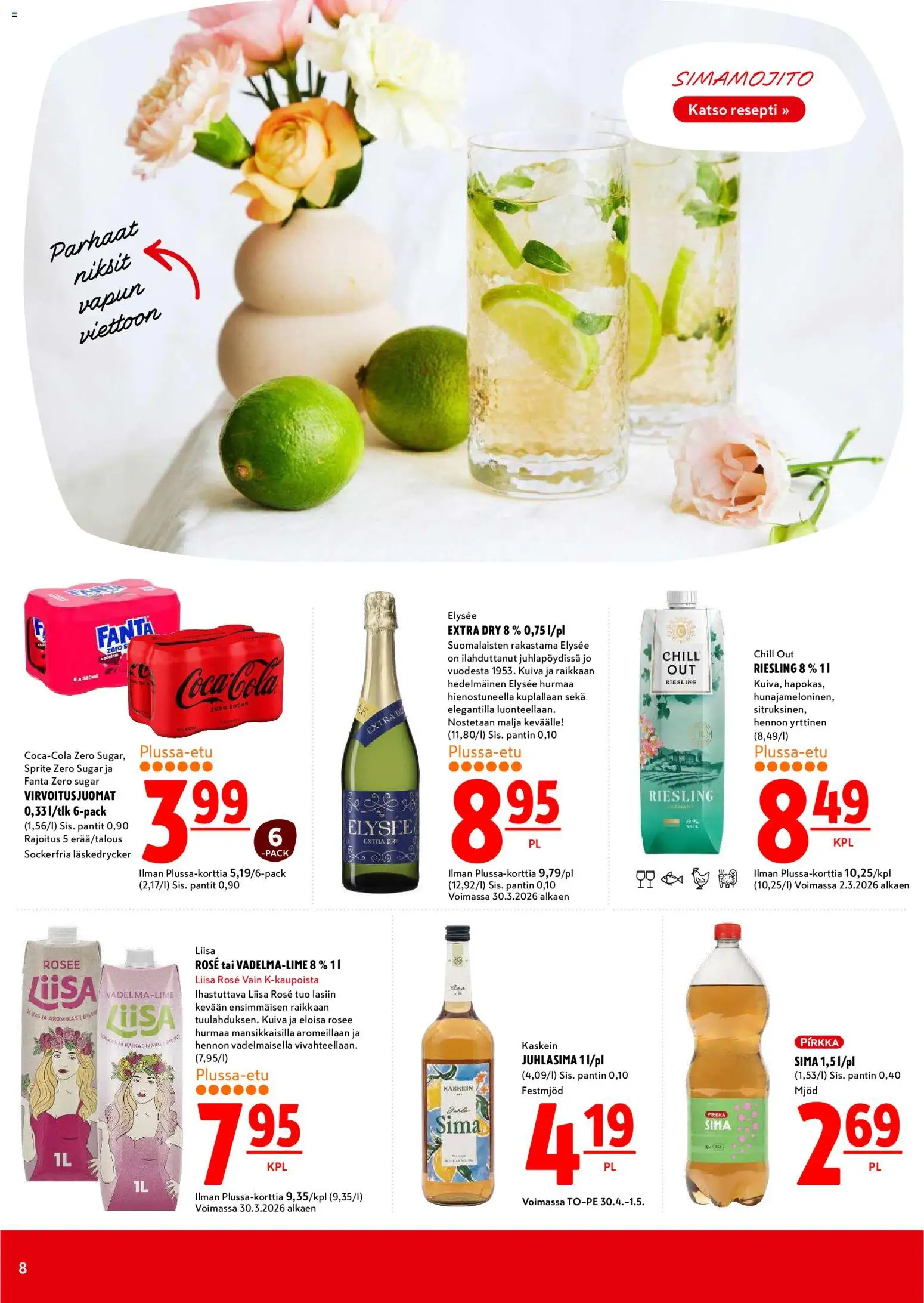 K-Citymarket tarjoukset – voimassa 29.04.2026 alkaen | Sivu: 8 | Tuotteet: Virvoitusjuomat, Sprite, Coca cola, Fanta