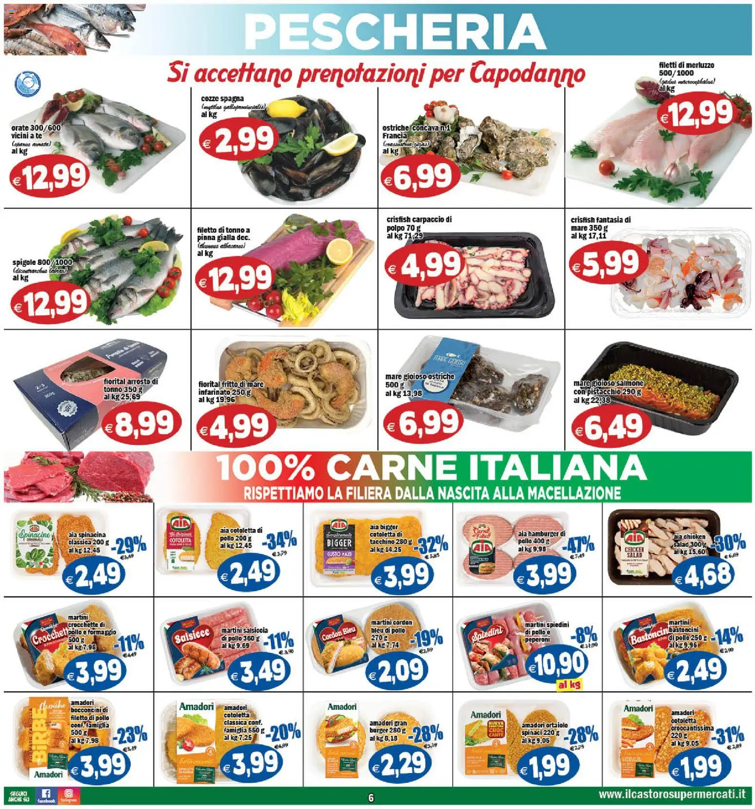 Volantino Il Castoro del 27.12.2025 | Pagina: 6 | Prodotti: Arrosto, Tè, Cozze, Spiedini
