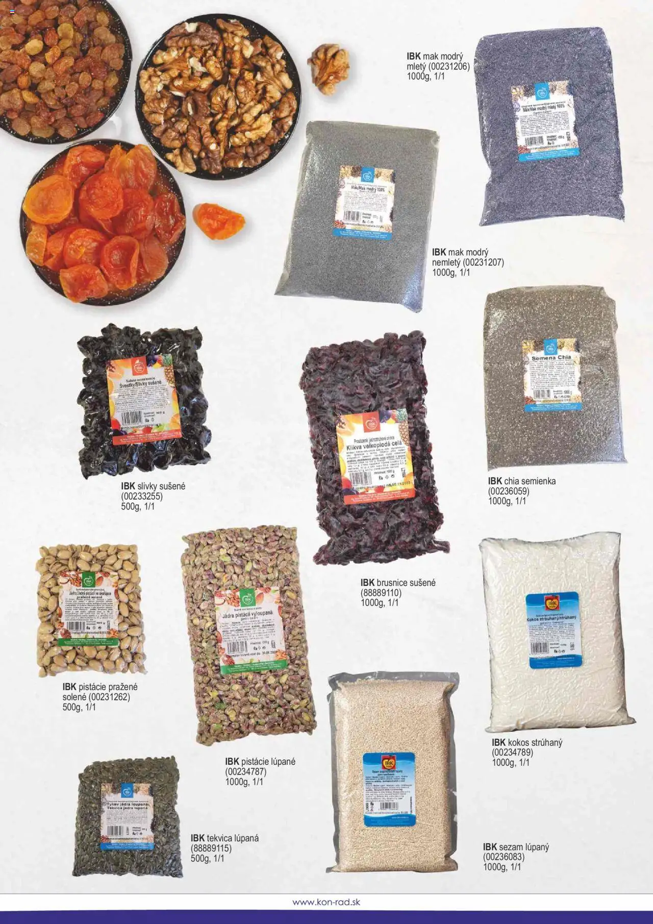 Nové KON - RAD akcie – leták je platný od 01.05.2025 | Strana: 60 | Produkty: Pistácie, Slivky, Mak