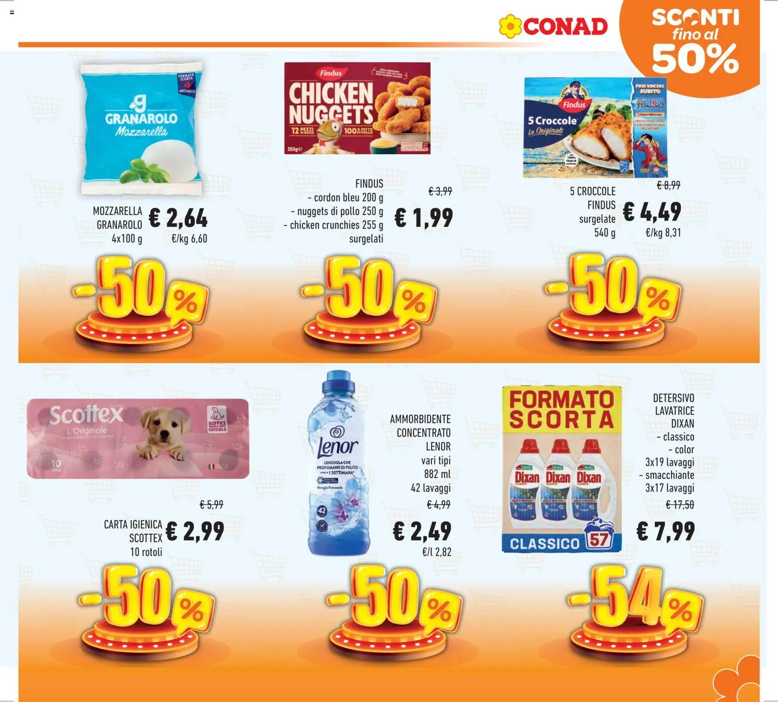 Volantino Conad del 14.01.2026 | Pagina: 7 | Prodotti: Pollo, Ammorbidente, Mozzarella, Lenzuola