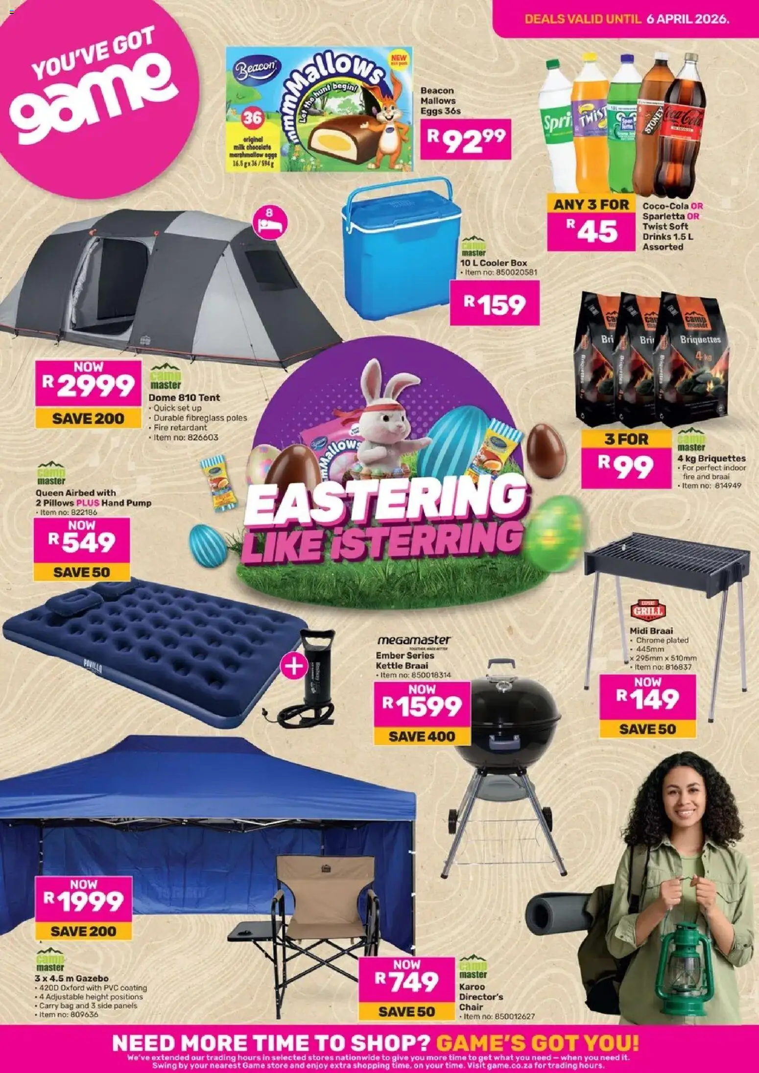 New Game catalogue – valid from 05.03.2026 | Page: 1 | Products: Chair, Tent, Milk, Stoney