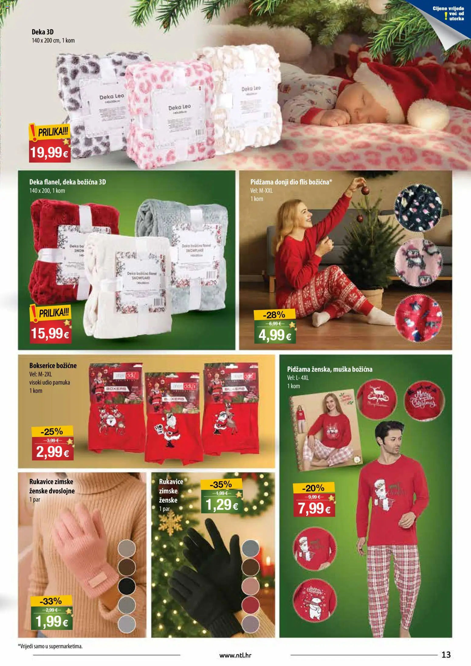 NTL katalog | vrijedi od 03.12.2025 | Stranica: 13 | Proizvodi: Pidžama, Bokserice, Rukavice, Deka