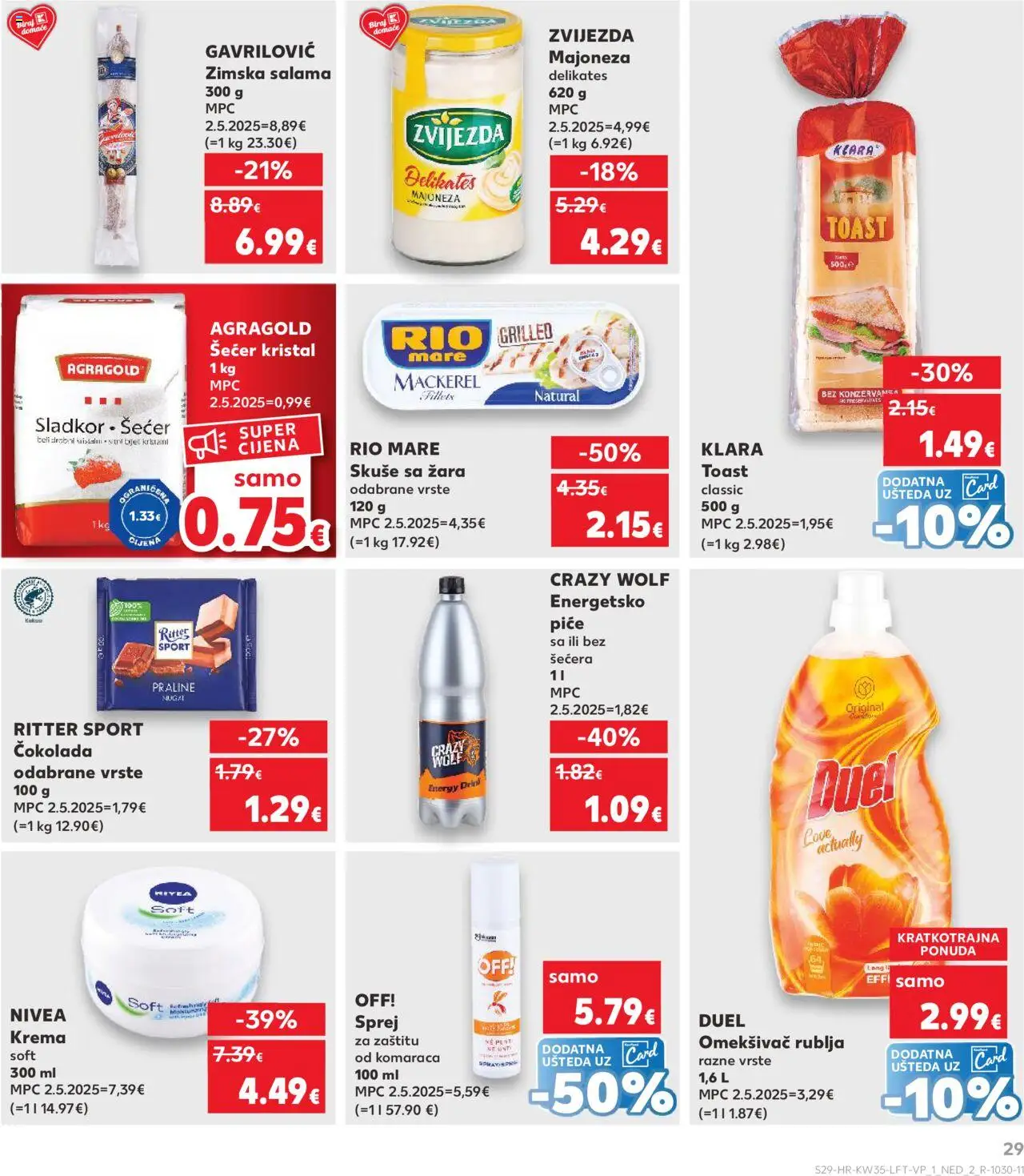 Kaufland katalog | vrijedi od 27.08.2025 | Stranica: 29 | Proizvodi: Šećer kristal, Rio Mare, Čokolada, Krema