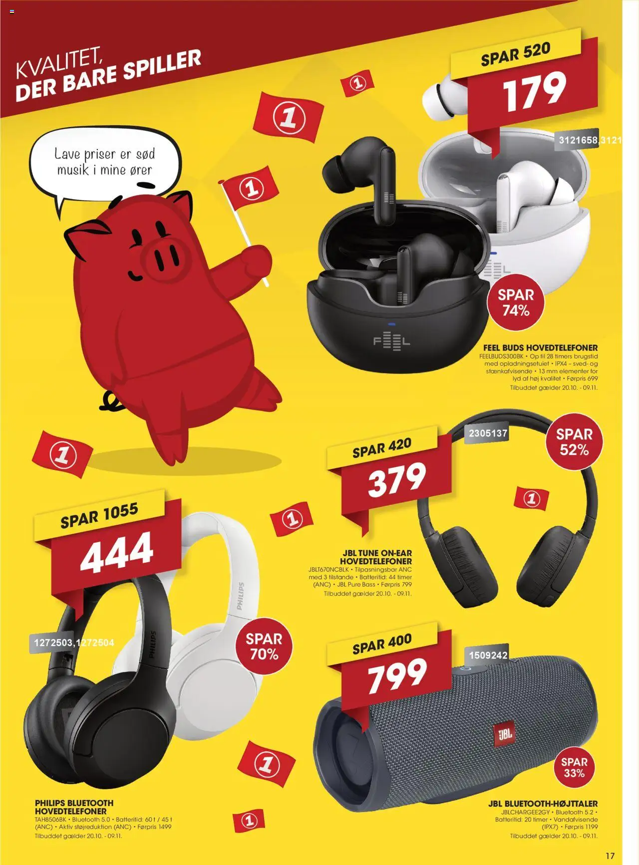 Punkt1 tilbudsavis – gyldig fra 20.10.2025 | Side: 17 | Produkter: Lyd, Hovedtelefoner