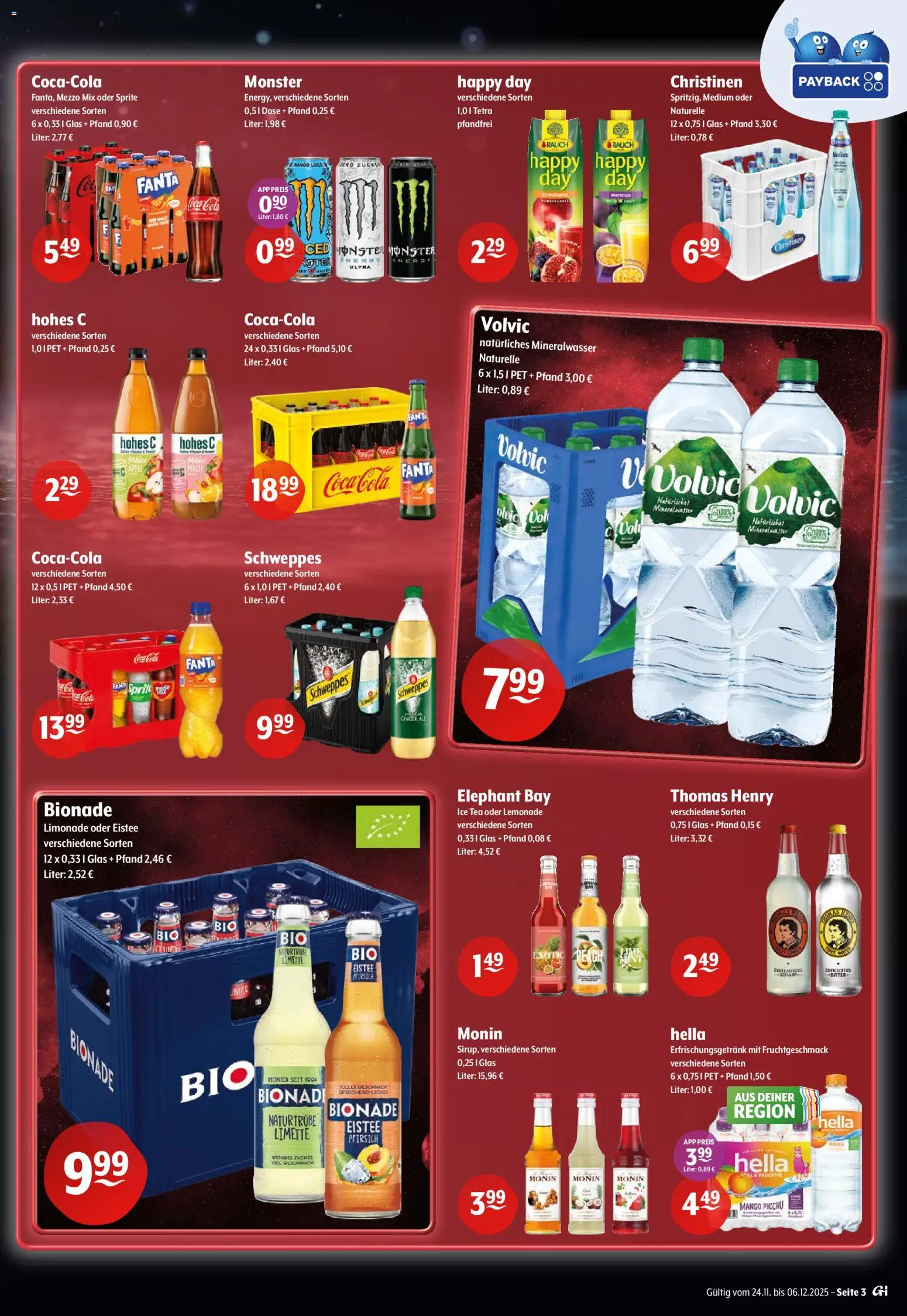 Getränke Hoffmann - Hamburg – gültig ab 24.11.2025 | Seite: 3 | Produkte: Mezzo mix, Energy, Mineralwasser, Mango