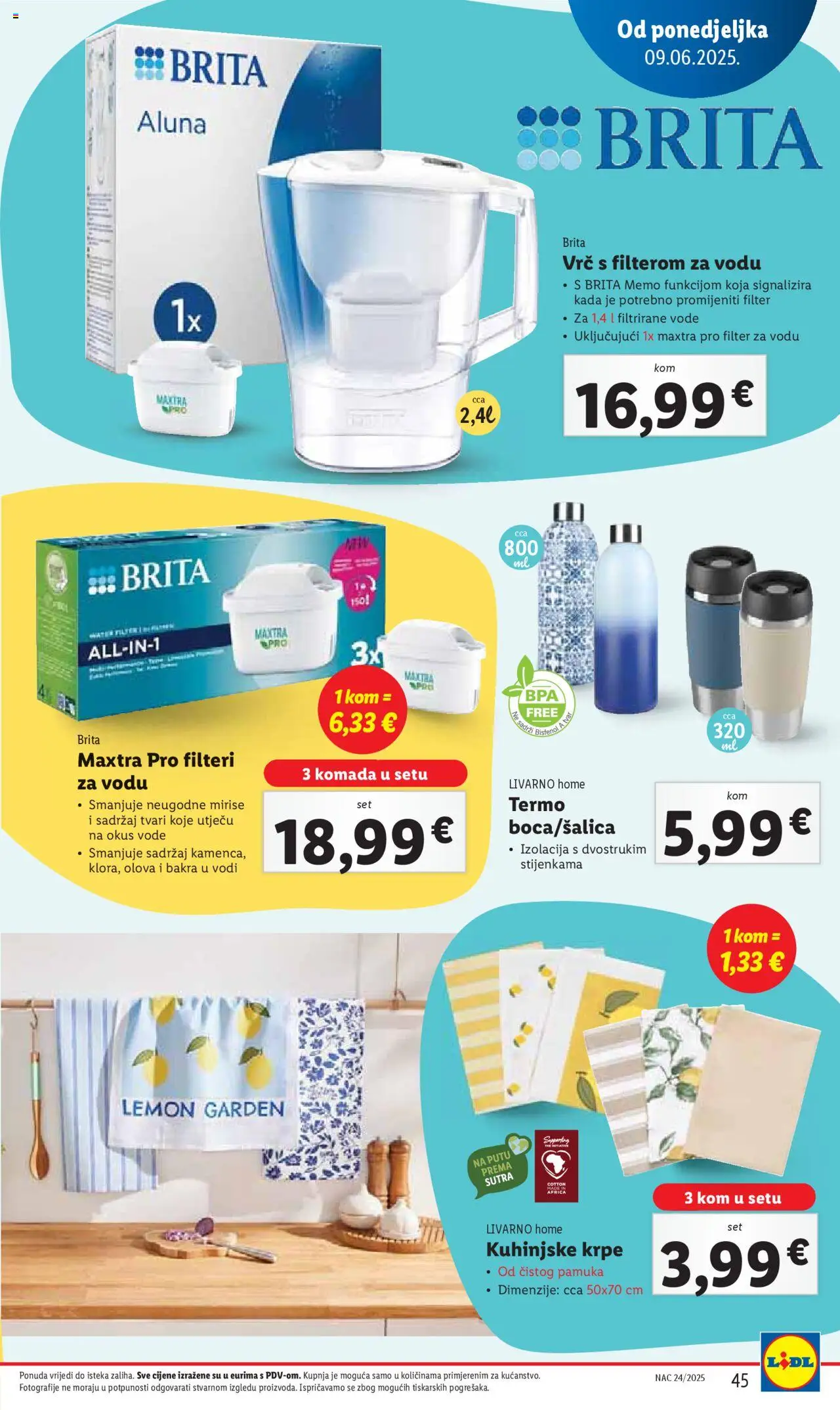 Lidl katalog | vrijedi od 09.06.2025 | Stranica: 45 | Proizvodi: Kuhinjske krpe