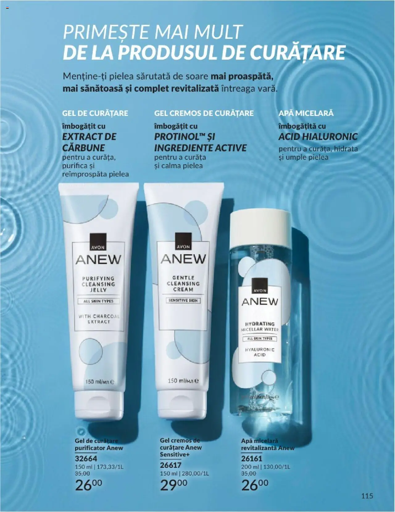 Catalog Avon - 06 2025 – valabil de la 01.06.2025 | Pagină: 115 | Produse: Gel de curățare, Apă micelară, Apă