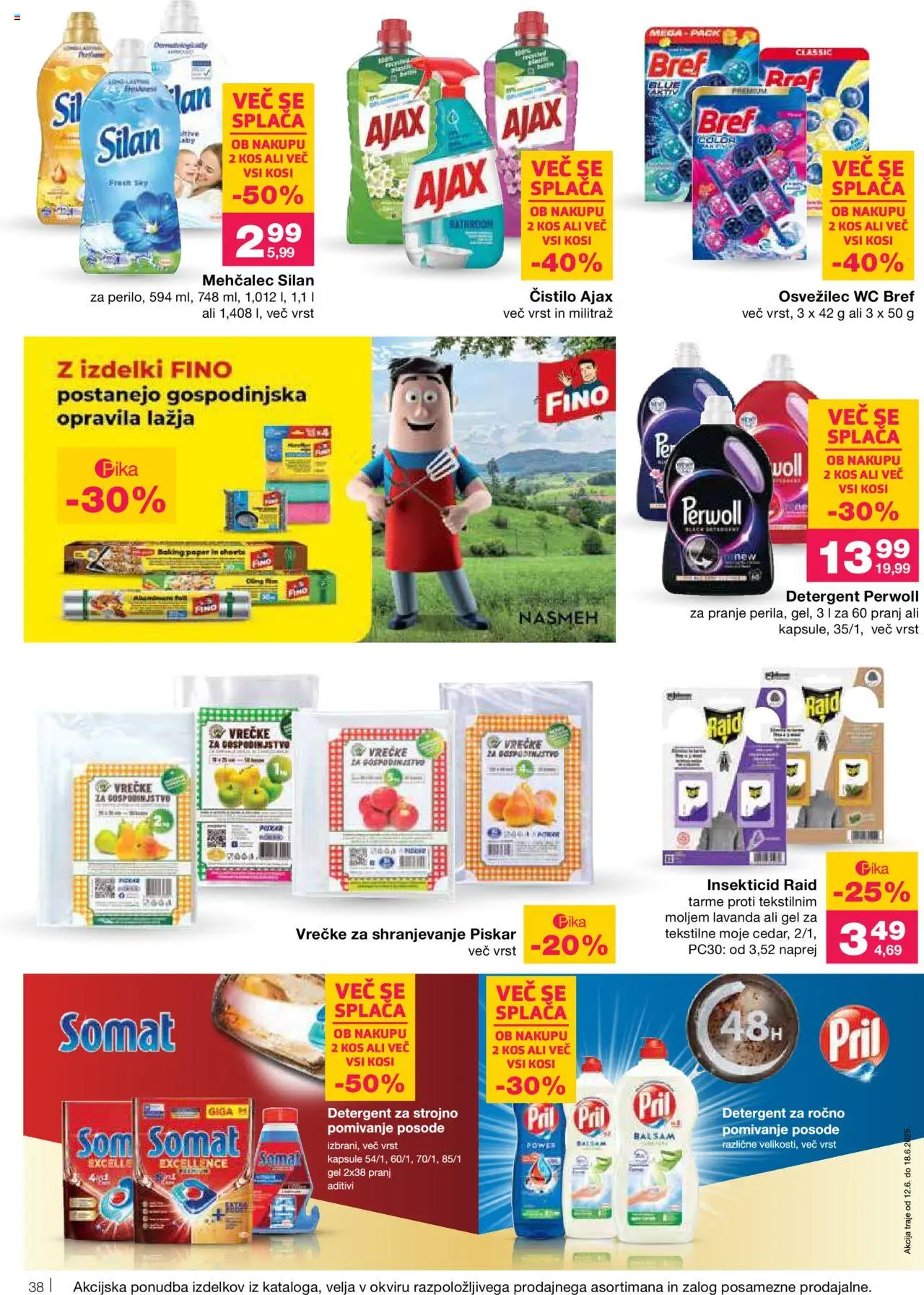 Mercator katalog │ velja od 12.06.2025 | Stran: 38 | Izdelki: Mehčalec, Kos, Detergent