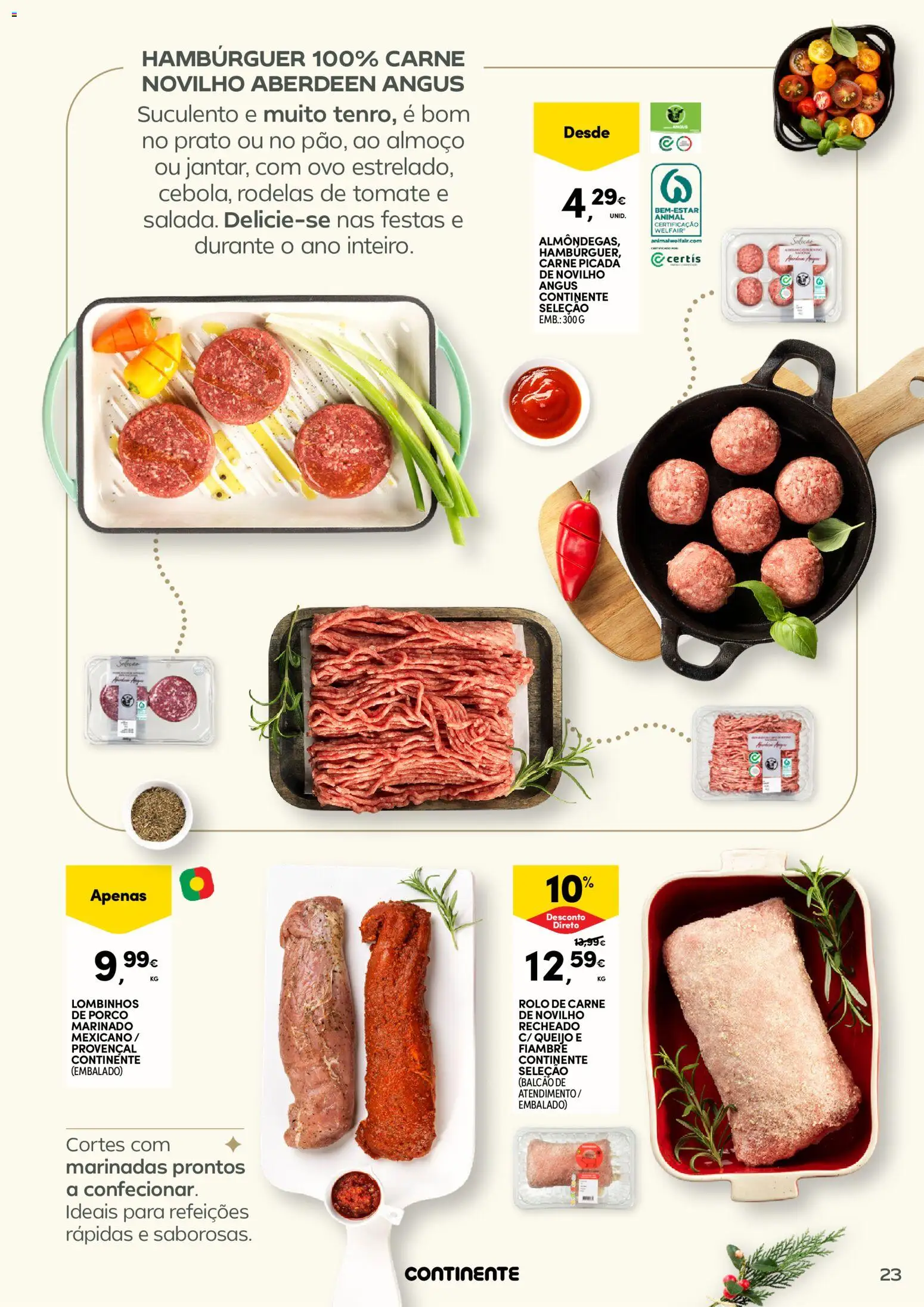 Continente - Frescos: Mais tempo à mesa com todos │ válido de 16.12.2025 | Página: 23 | Produtos: Carne picada, Carne de porco, Carne, Tomate