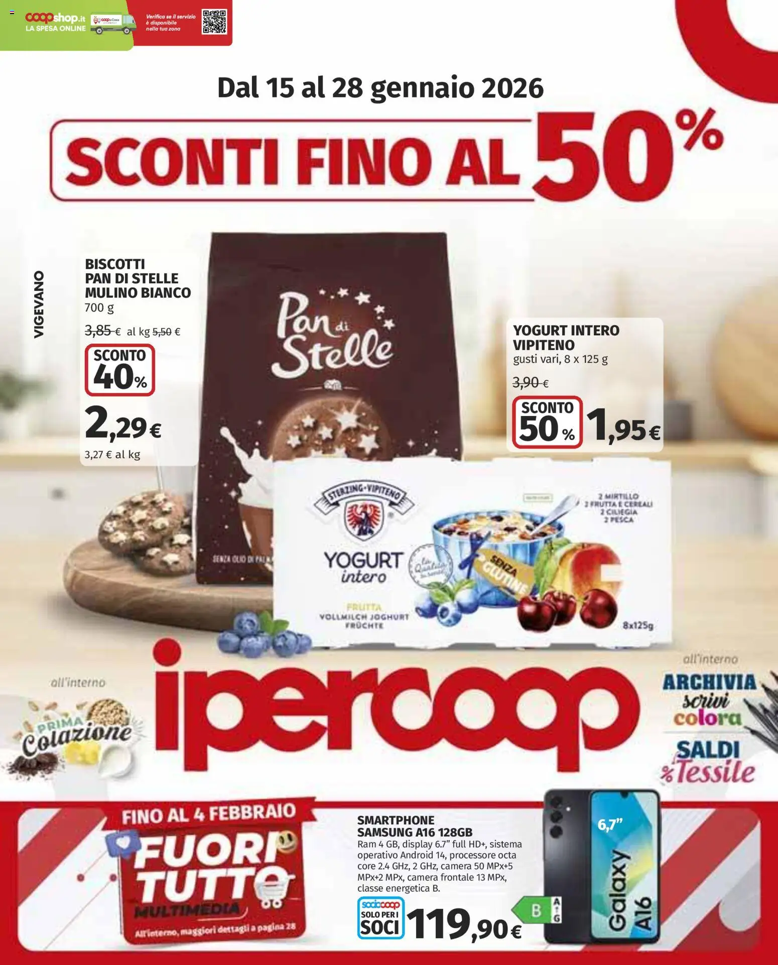 Volantino Ipercoop del 15.01.2026 | Pagina: 1 | Prodotti: Cereali, Biscotti, Smartphone, Samsung