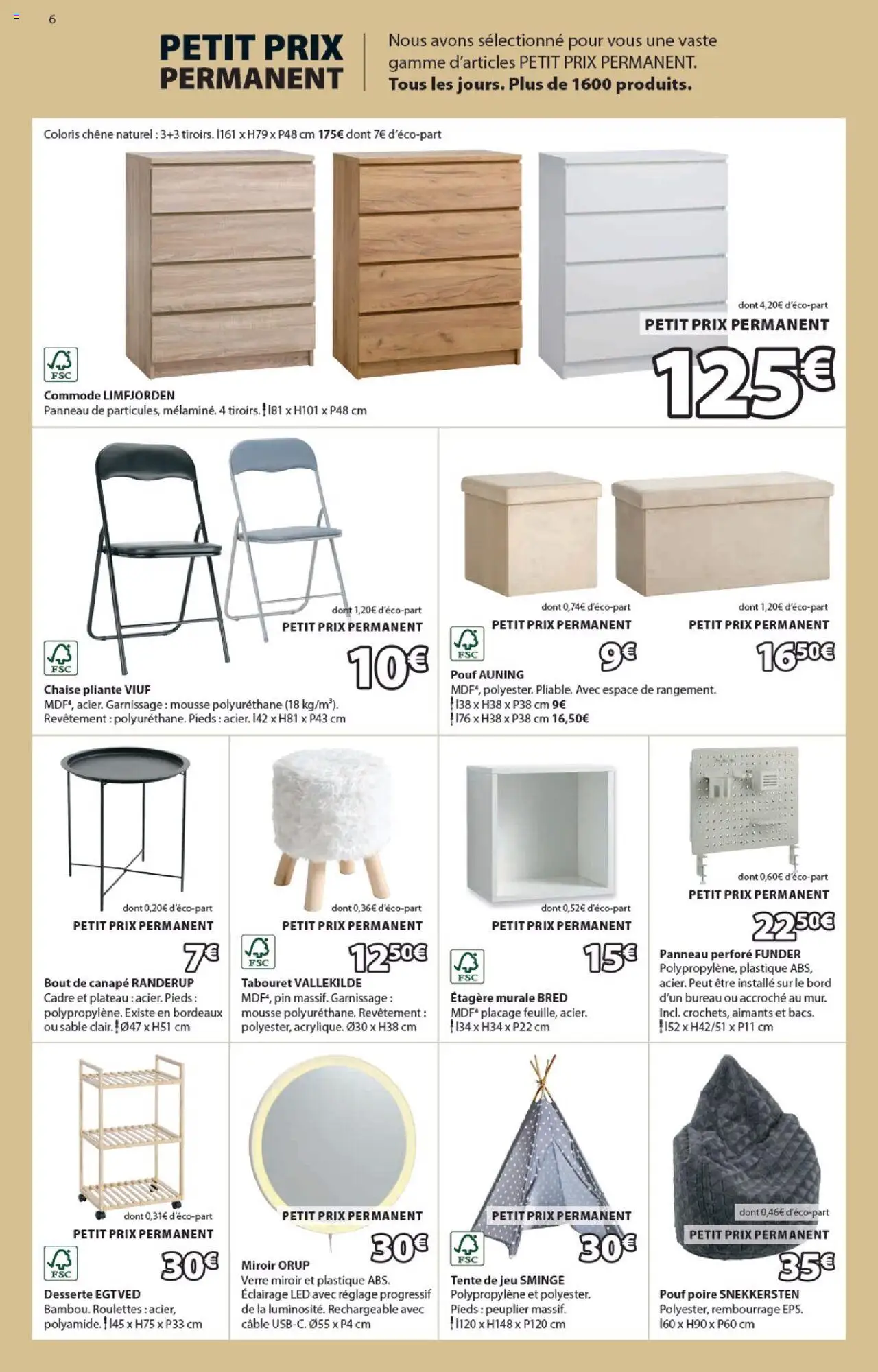  | Page: 6 | Produits: Tente, Chaise pliante, Commode, Miroir