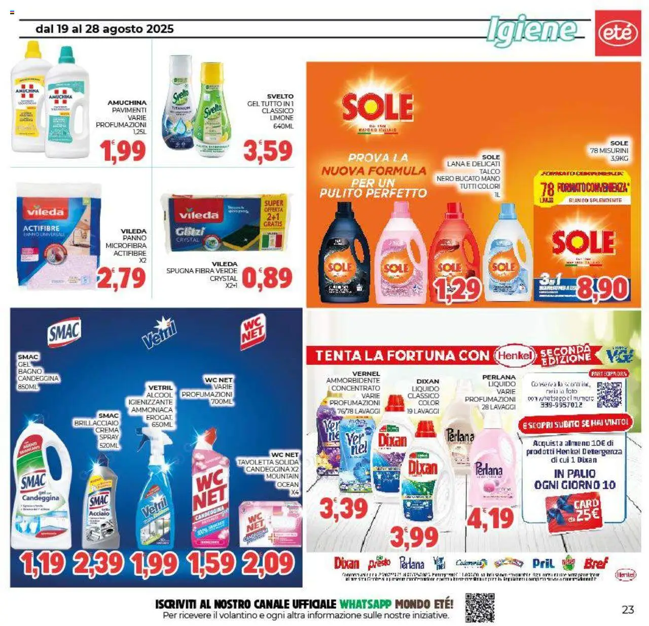 Volantino Eté del 19.08.2025 | Pagina: 23 | Prodotti: Ammorbidente, Candeggina, Talco, Limone