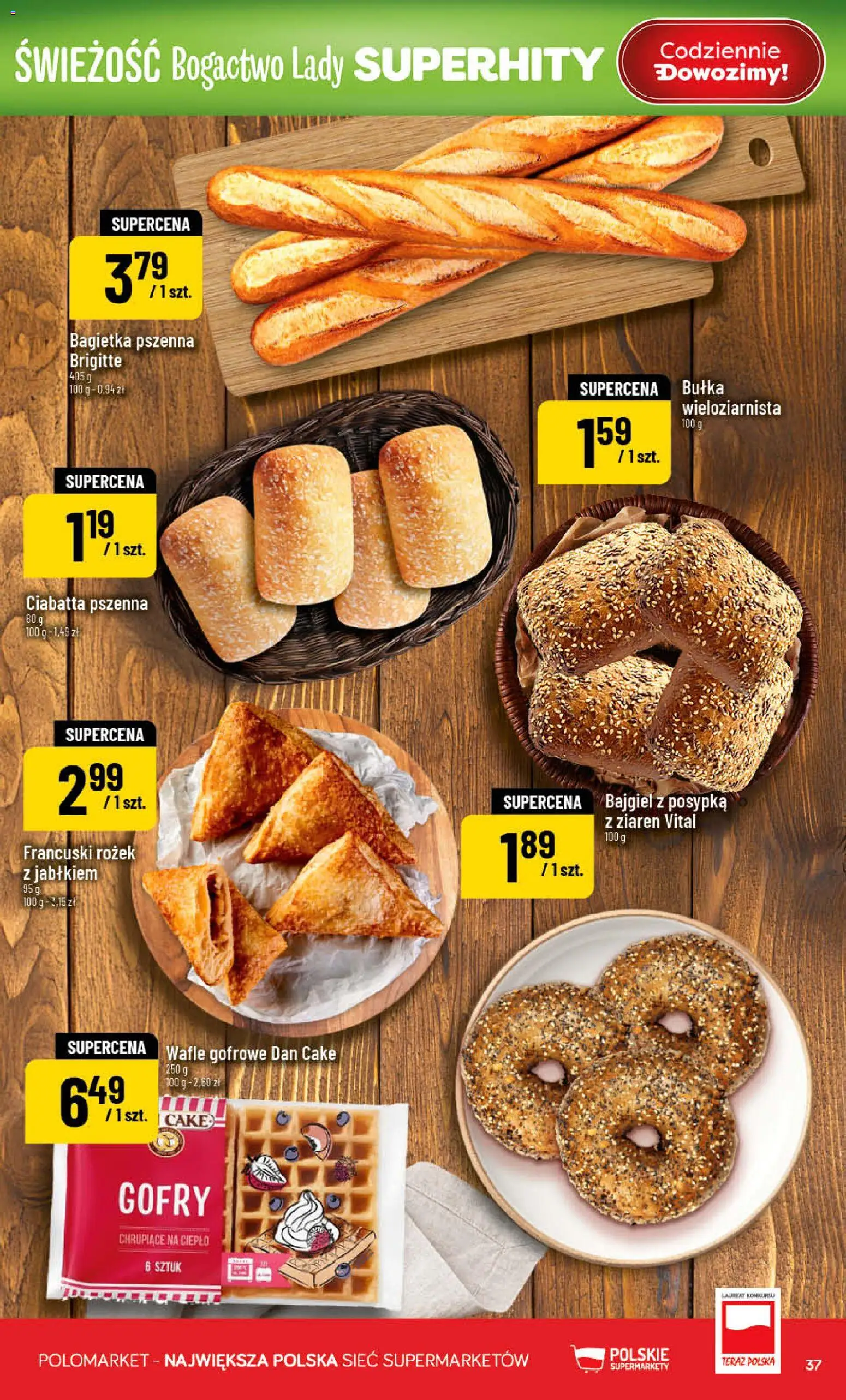 POLOmarket gazetka od 08.04.2026 | Strona: 37 | Produkty: Wafle, Bułka, Bagietka, Ciabatta