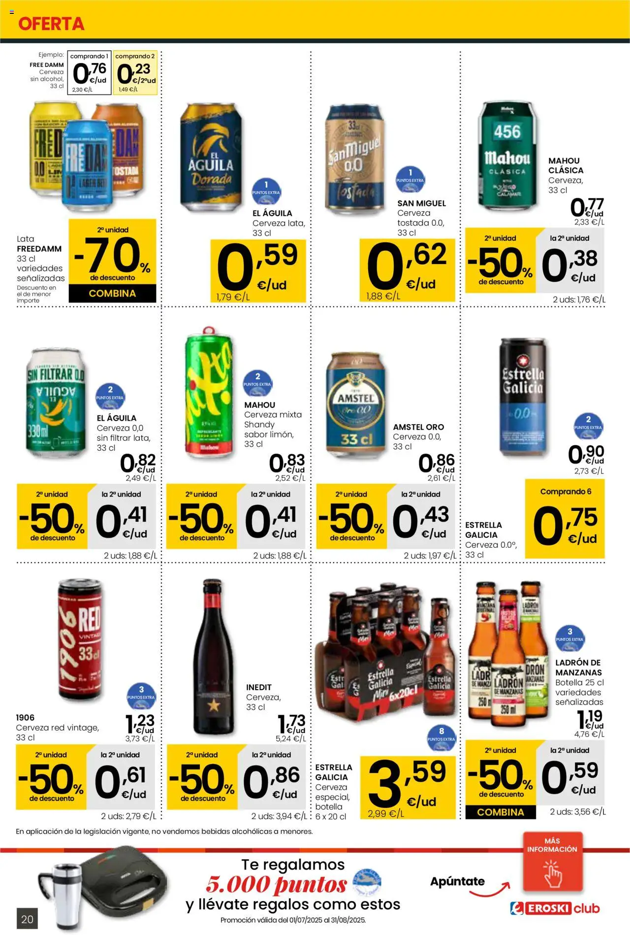 Eroski - Para conquistarte Center │ válido desde el 14.08.2025 | Página: 20 | Productos: Cerveza, Manzanas, Té