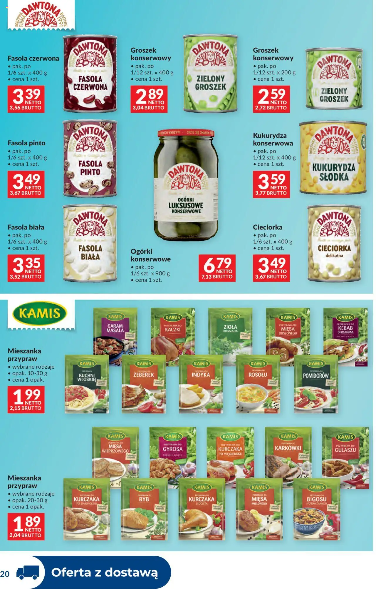 Makro Gazetka - Dystrybucja do sklepów od 14.10.2025 | Strona: 20 | Produkty: Groszek, Kebab, Fasola czerwona, Ogórki konserwowe