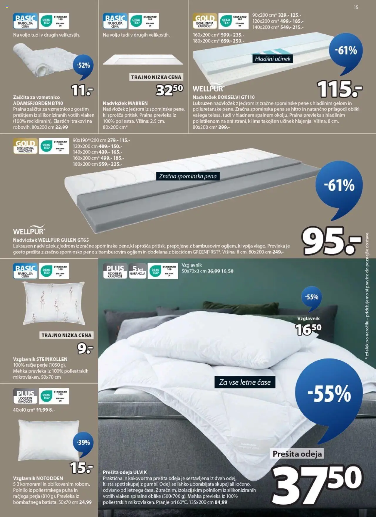 Novi JYSK katalog ponudbe – veljaven od 03.09.2025 | Stran: 15 | Izdelki: Prešita odeja, Nadvložek, Prevleka, Odeja