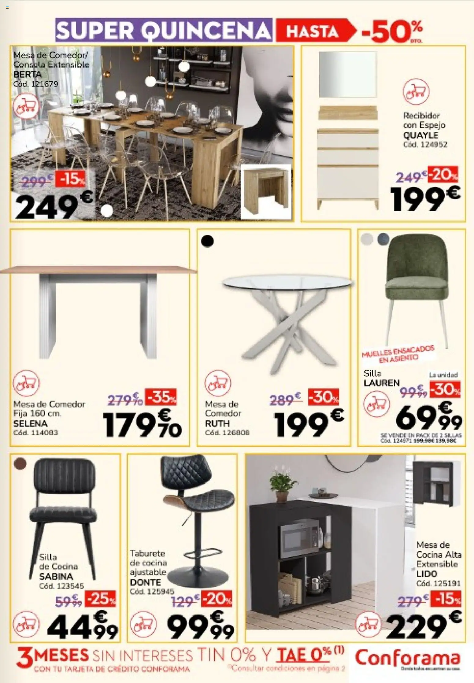 Conforama folleto │ válido desde el 18.12.2025 | Página: 5 | Productos: Taburete, Consola, Cocina, Mesa