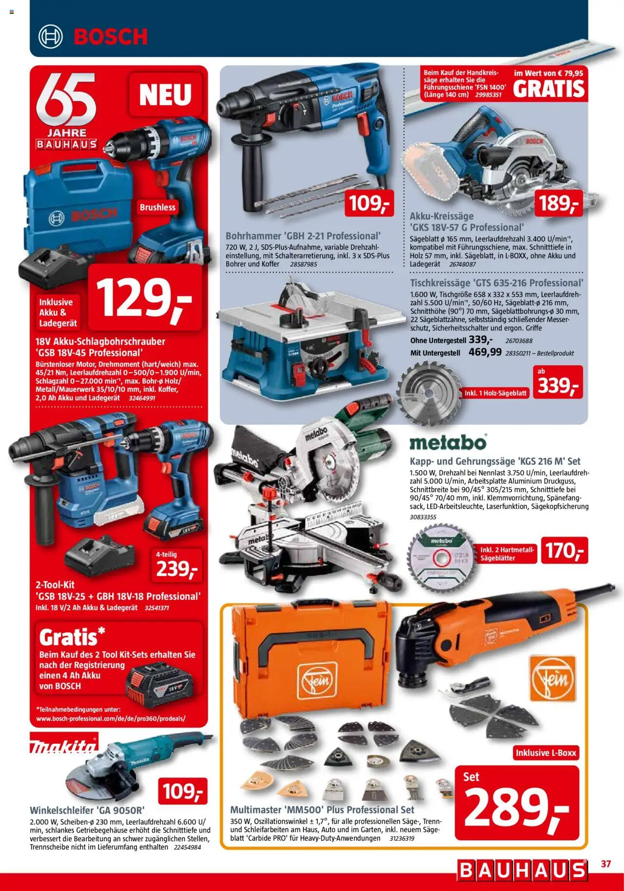 Bauhaus Prospekt 	 - gültig ab dem 30.08.2025 | Seite: 37 | Produkte: Bosch, Koffer, Ladegerät