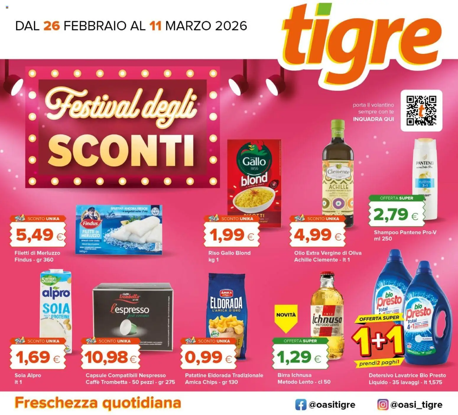 Volantino Tigre del 26.02.2026 | Pagina: 1 | Prodotti: Shampoo, Riso, Tè, Olio extra vergine