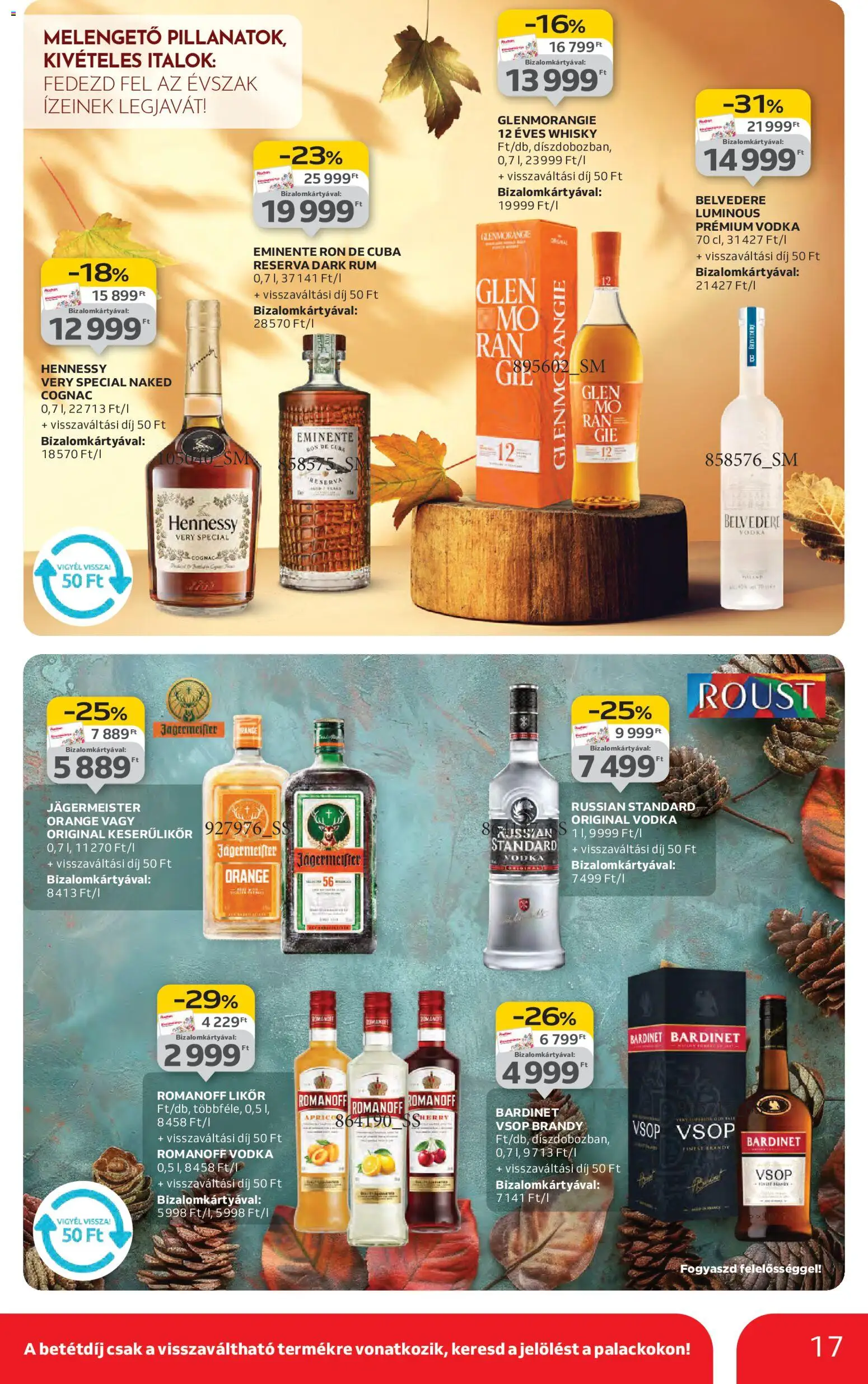 Auchan akciós ujság - amely érvényes a következő dátumtól: 06.11.2025 | Oldal: 17 | Termékek: Brandy, Rum, Likőr, Vodka