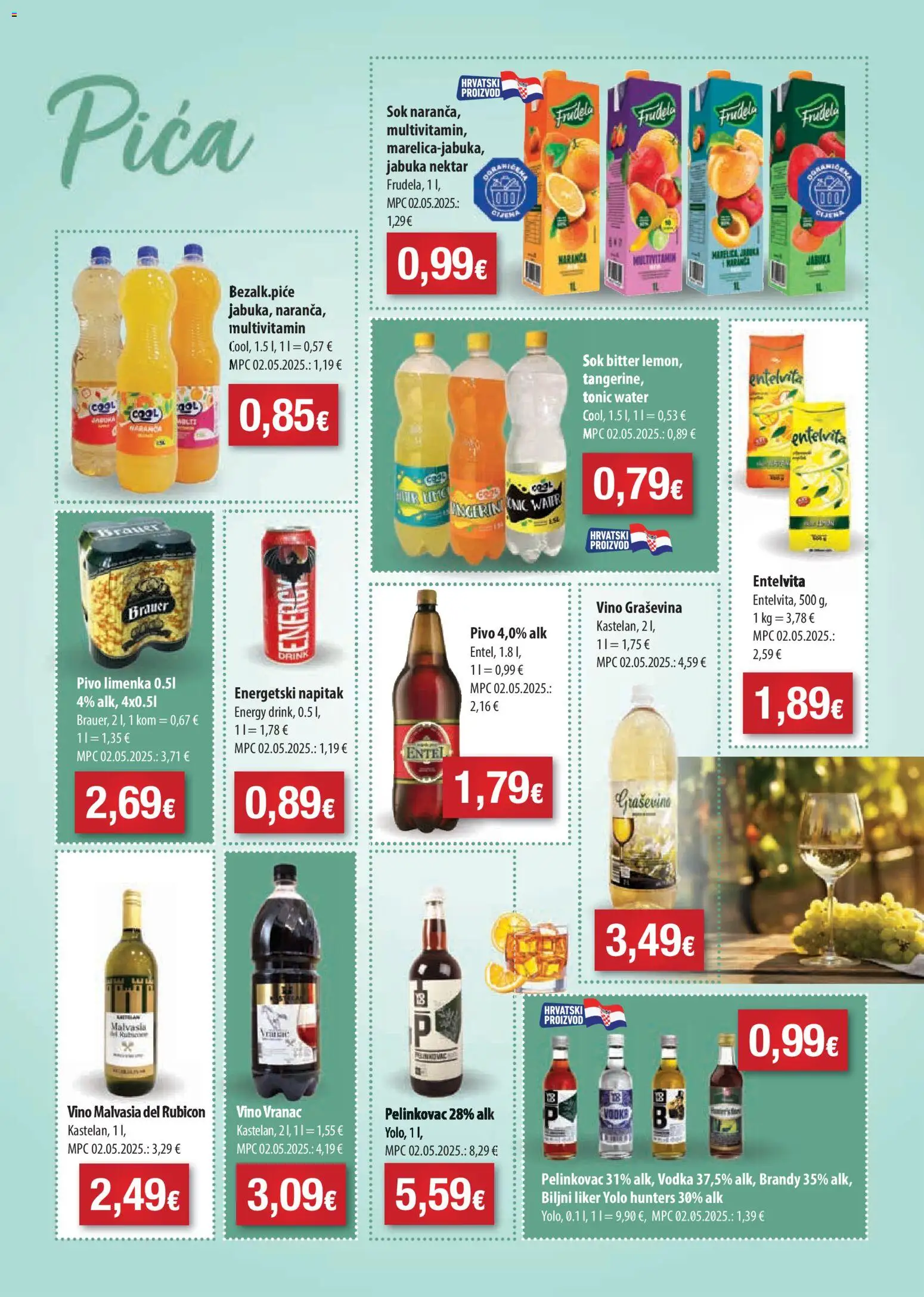 Bakmaz katalog | vrijedi od 21.01.2026 | Stranica: 11 | Proizvodi: Pelinkovac, Sok, Tonic, Vodka