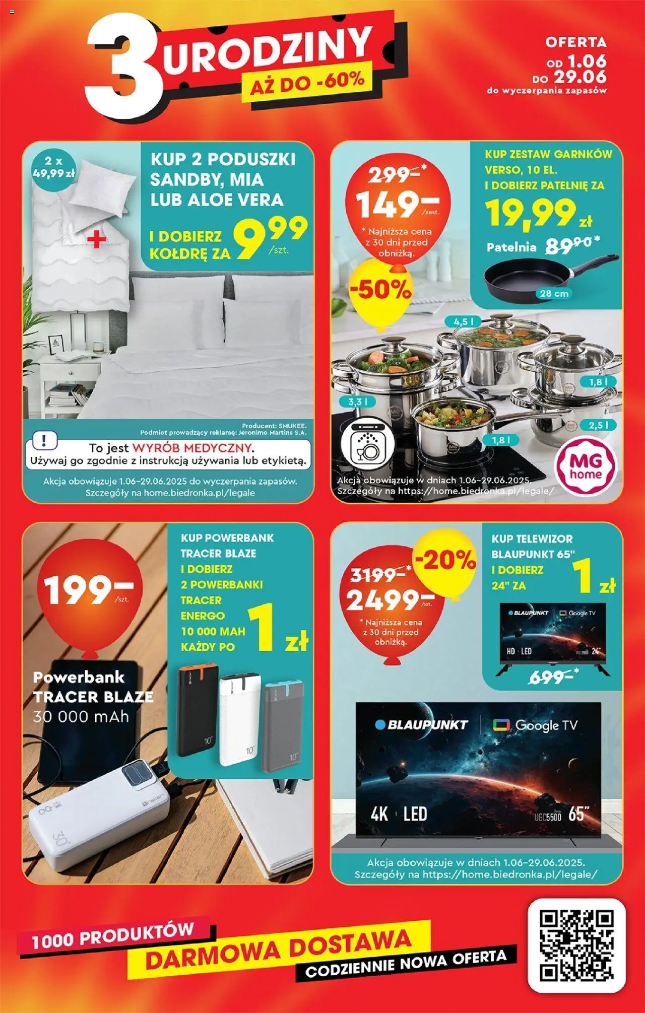 Biedronka gazetka - Home od 01.06.2025 | Strona: 5 | Produkty: Telewizor, Powerbank, Patelnie, Patelnia