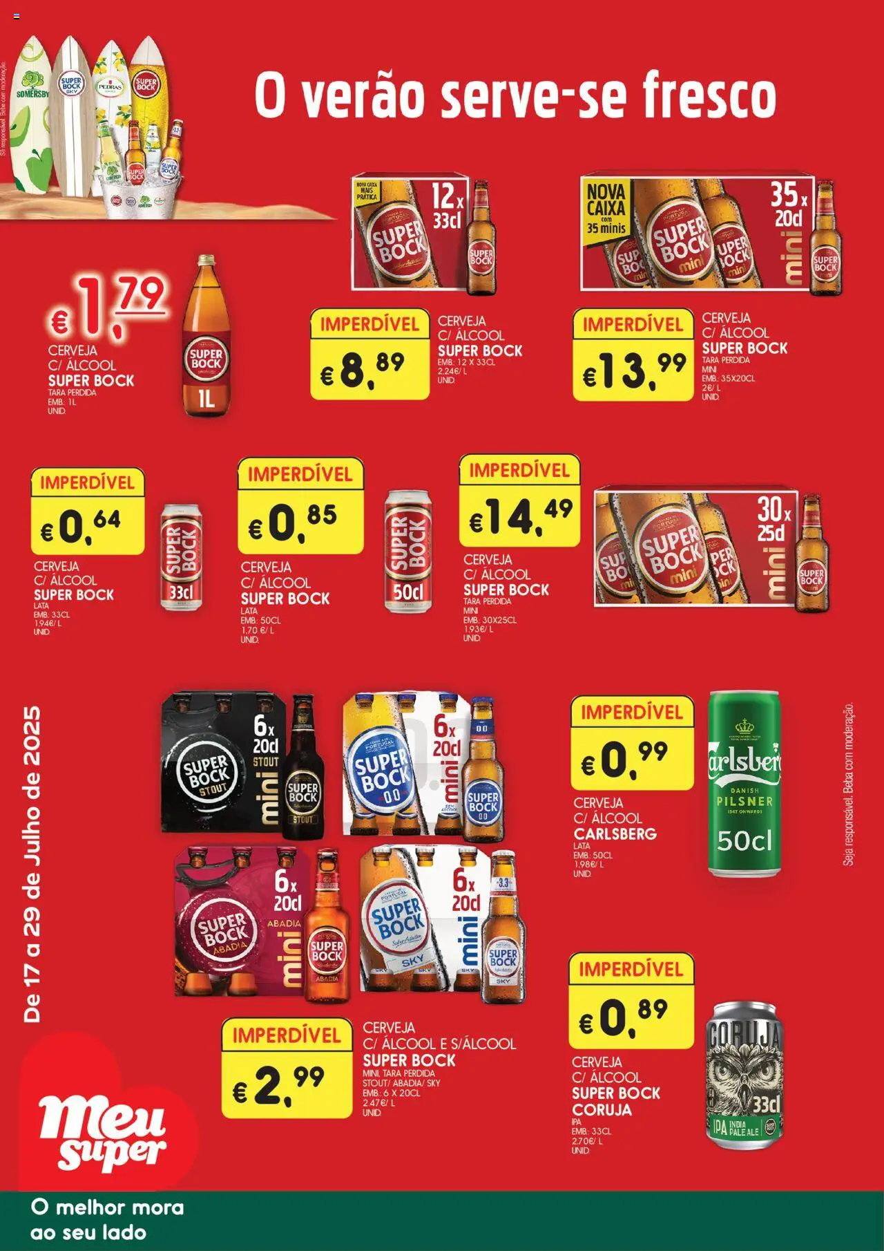 Meu Super folheto │ válido de 17.07.2025 | Página: 1 | Produtos: Super bock, Caixa, Cerveja, Somersby
