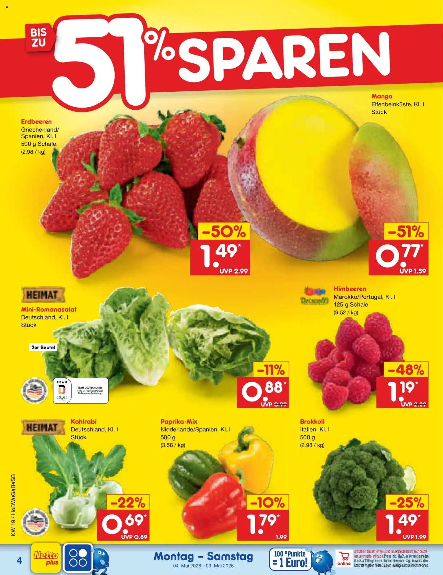 Netto Marken-Discount Prospekt 	 – gültig ab 04.05.2026 | Seite: 6 | Produkte: Himbeeren, Brokkoli, Mango, Erdbeeren