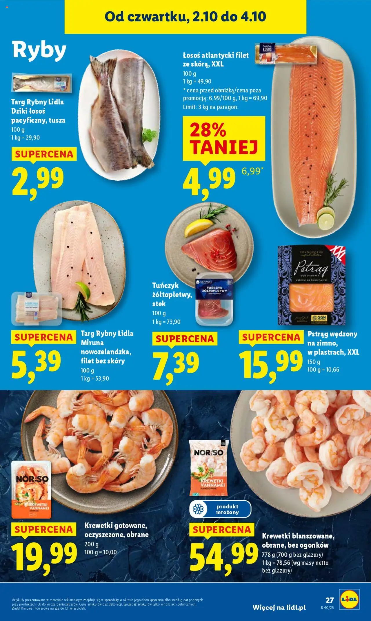 Lidl Gazetka od 02.10.2025 | Strona: 31 | Produkty: Łosoś atlantycki, Krewetki, Pstrąg, Ryby