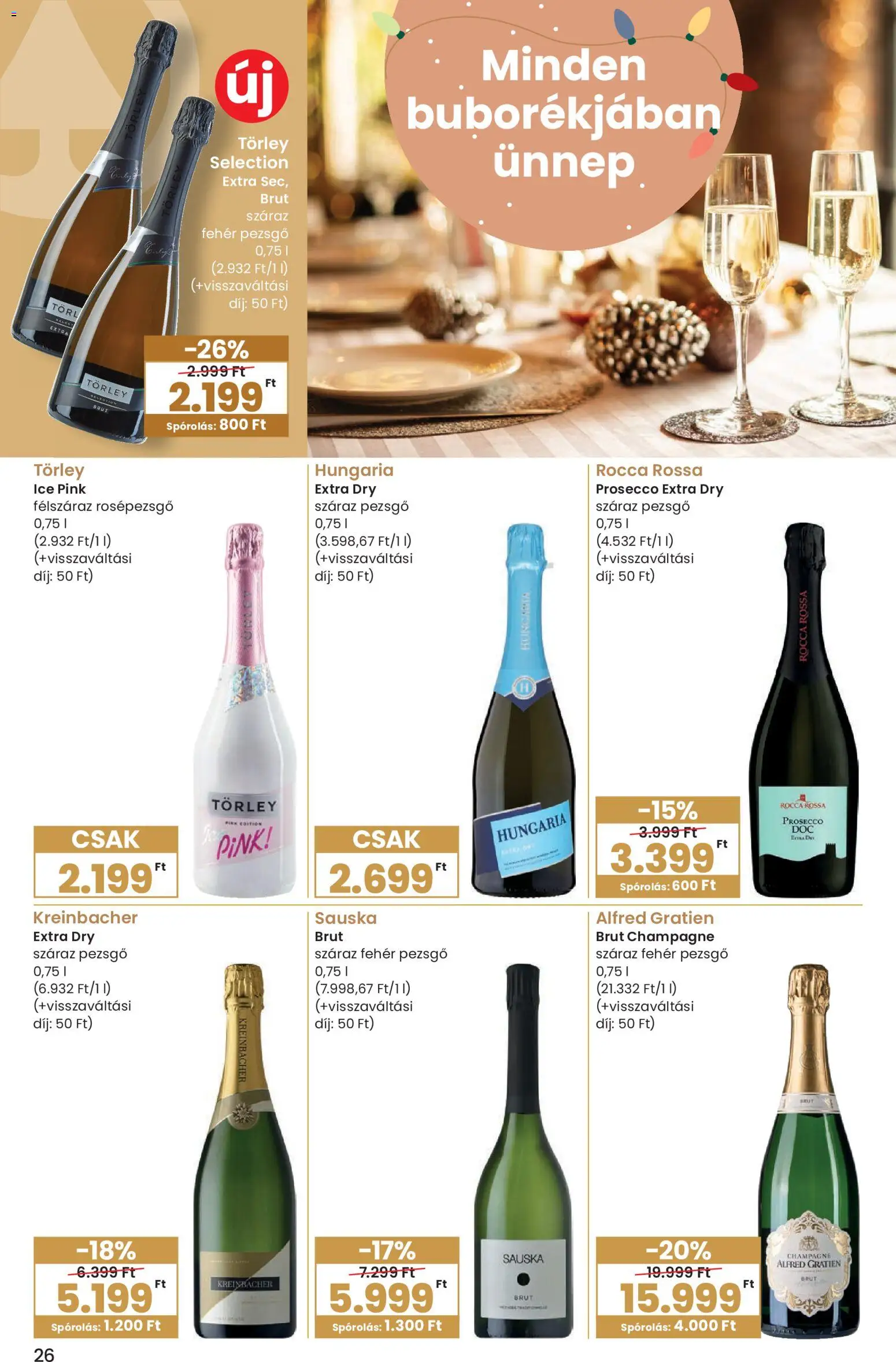 Spar akciós ujság - amely érvényes a következő dátumtól: 27.11.2025 | Oldal: 26 | Termékek: Pezsgő