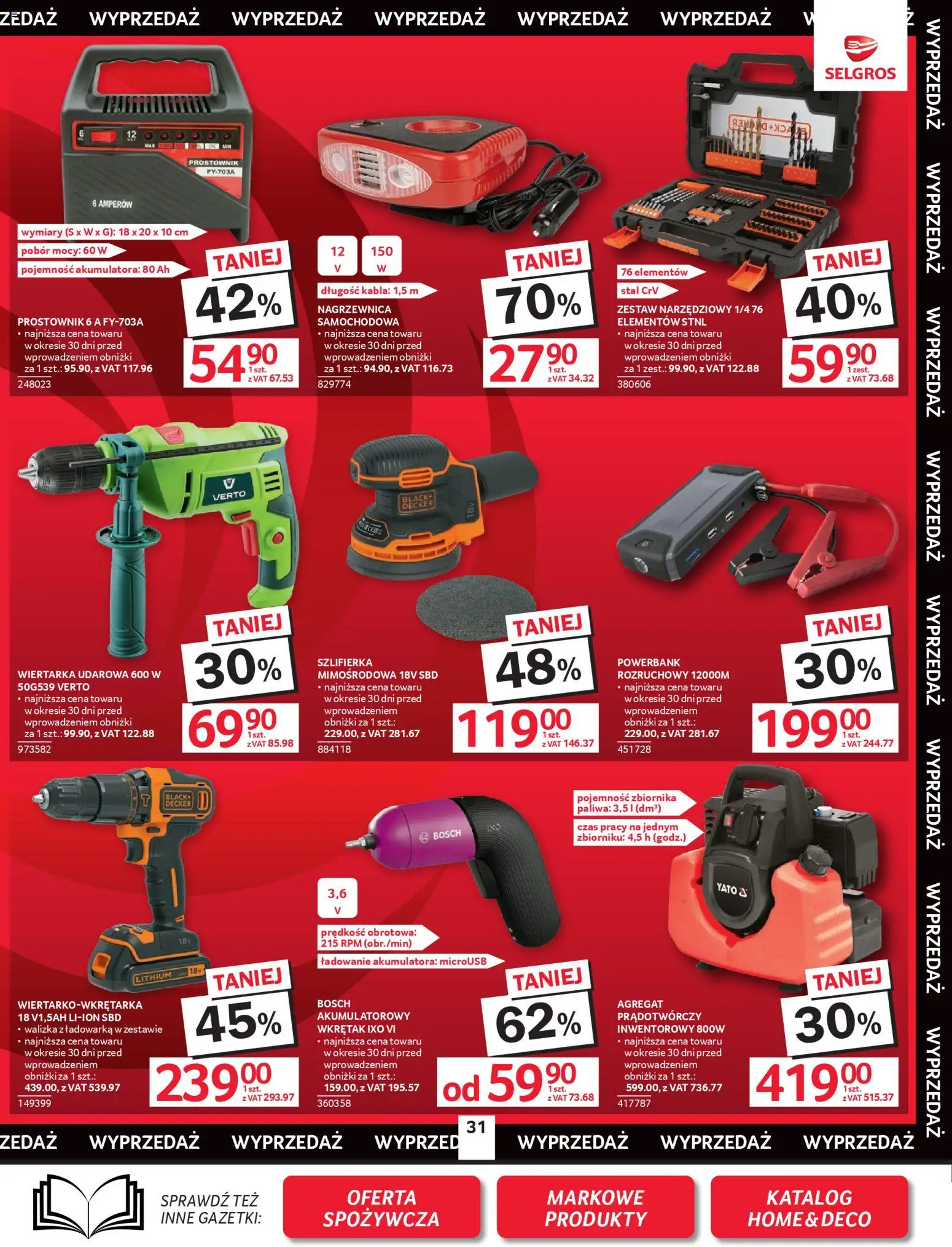 Selgros cash&carry Gazetka - Oferta przemysłowa od 19.02.2026 | Strona: 33 | Produkty: Ładowarka, Walizka, Prostownik, Szlifierka