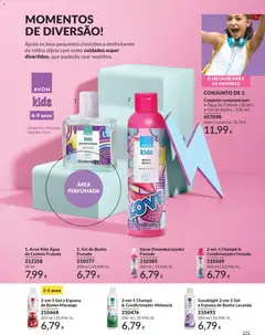 Pré-visualização 2-em-1 Gel e Espuma de Banho Morango, Avon Kids 2-in-1 Gel and Bubble Bath Strawberry, 200 ml válido de 01.03.2026 | Página: 171 | Produtos: Agua, Algodão, Shampoo, Gel de banho