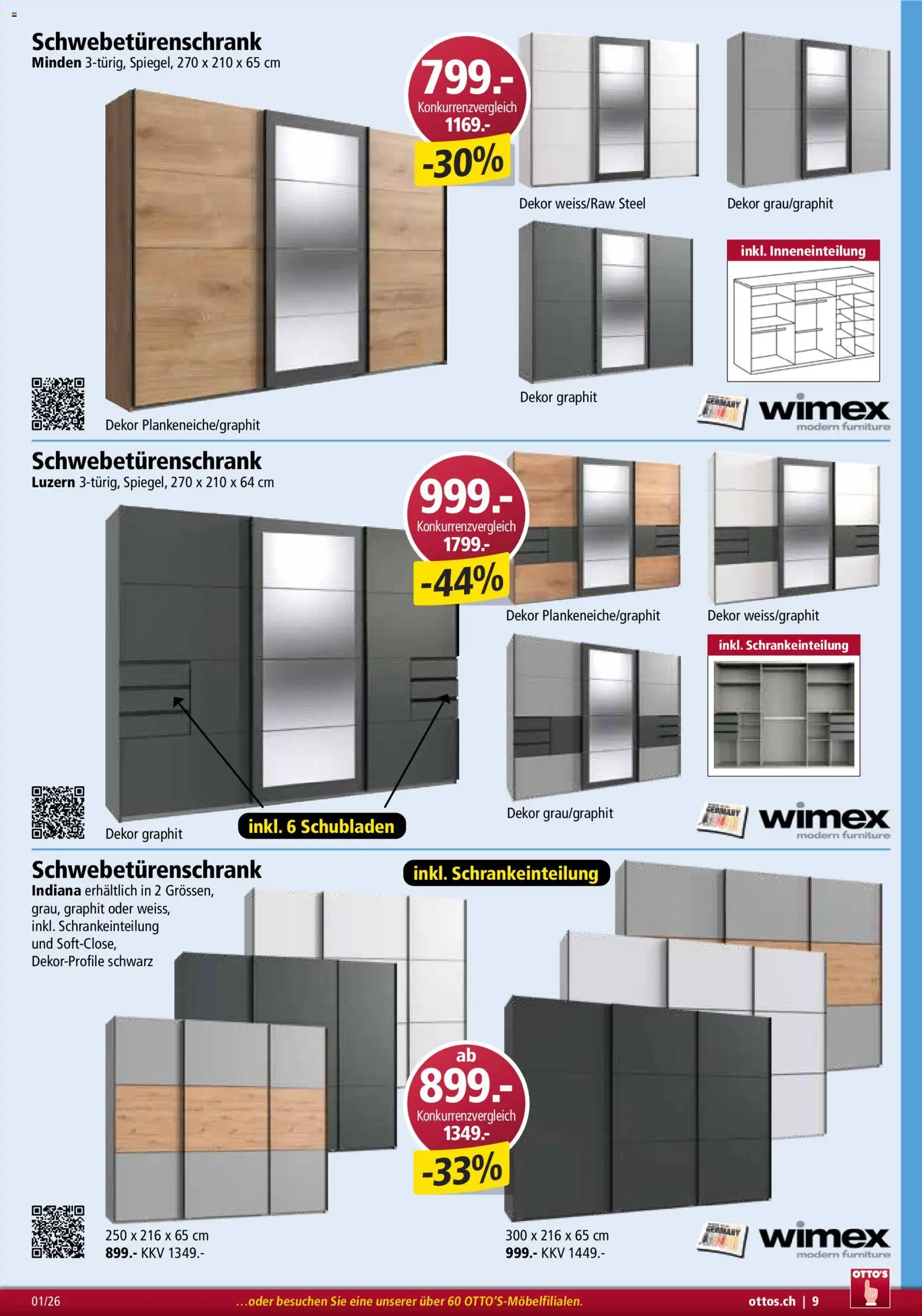 Otto's Aktionen Möbelflyer – gültig ab 01.01.2026 | Seite: 9 | Produkte: Schwebetürenschrank